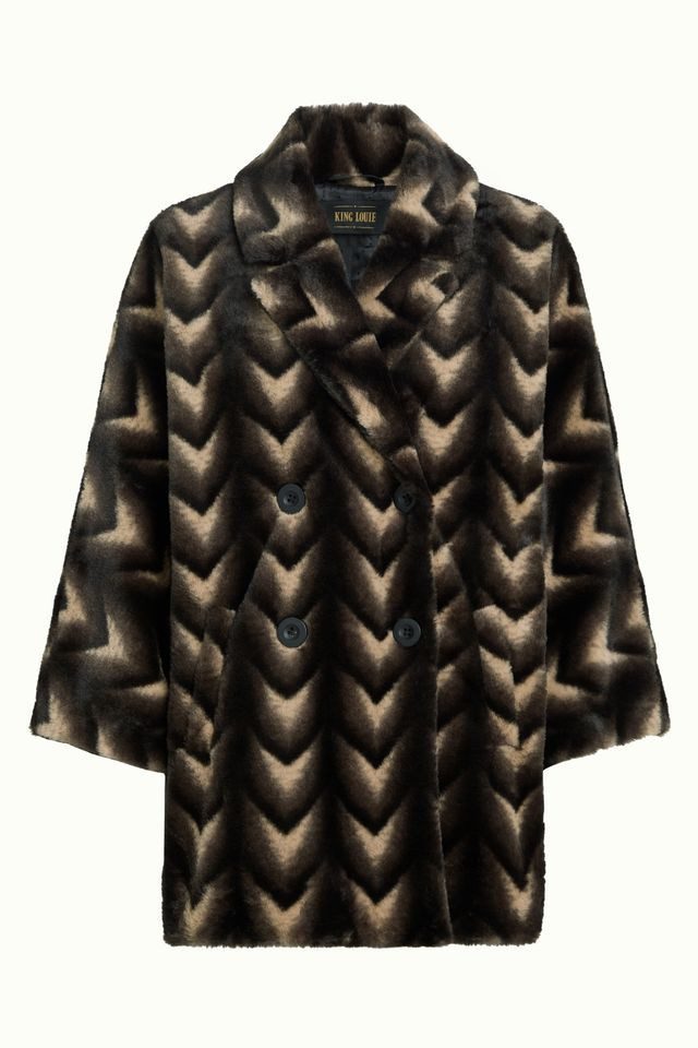 King Louie Wollmantel - Shiya Kimono Coat Deco Fur – eleganter Damen Wintermantel