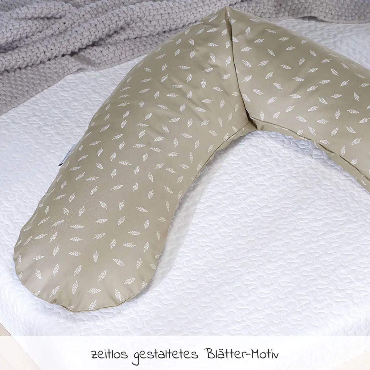 Theraline Stillkissen Das Original - Blättertanz - Taupe, 2-tlg., Lagerungskissen / Seitenschläferkissen inkl. Bezug (Baumwolle) 190 cm