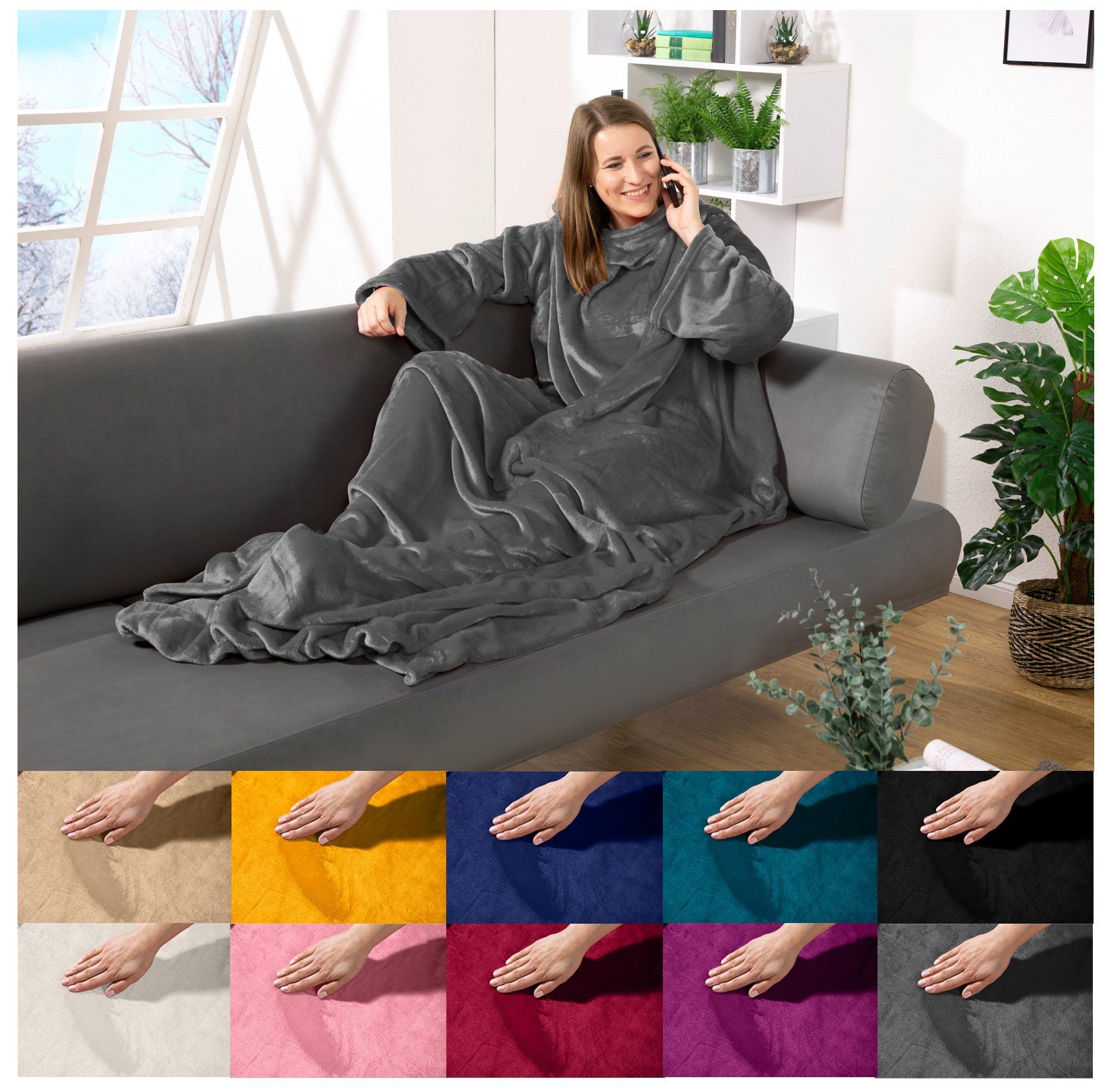 Wohndecke tragbare Ganzkörperdecke Kuscheldecke Ärmeldecke, heimtexland, fl günstig online kaufen