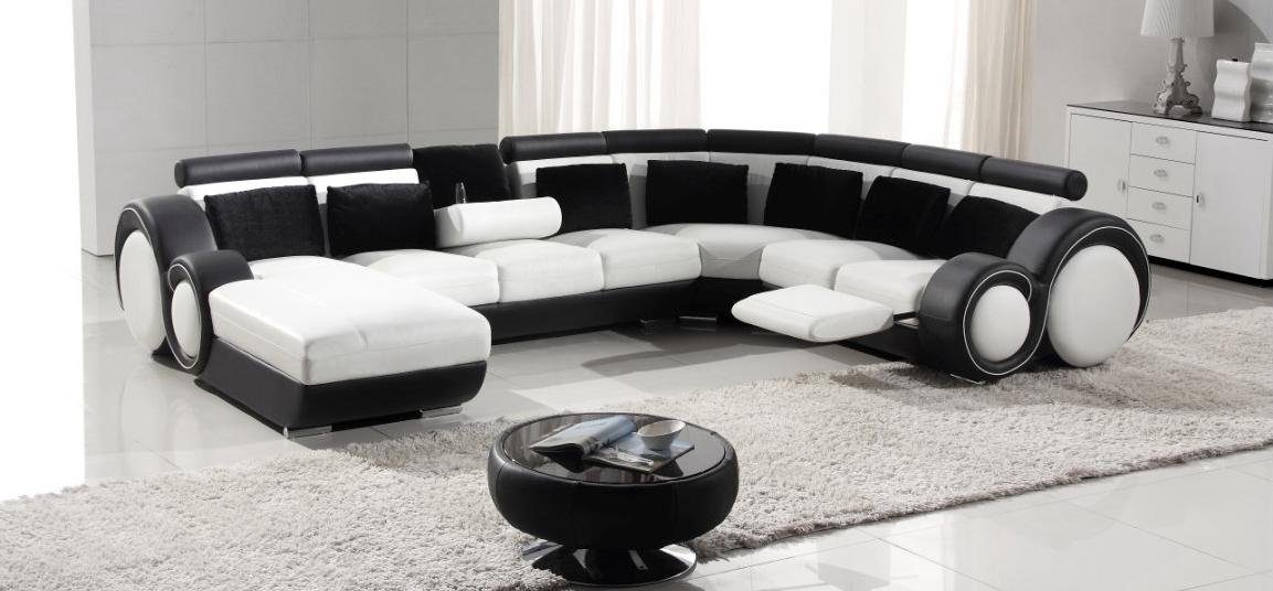 Sofas Polster Ecksofa Ecksofa, Garnitur JVmoebel Couch U Design Form Schwarz Sofa Wohnlandschaft