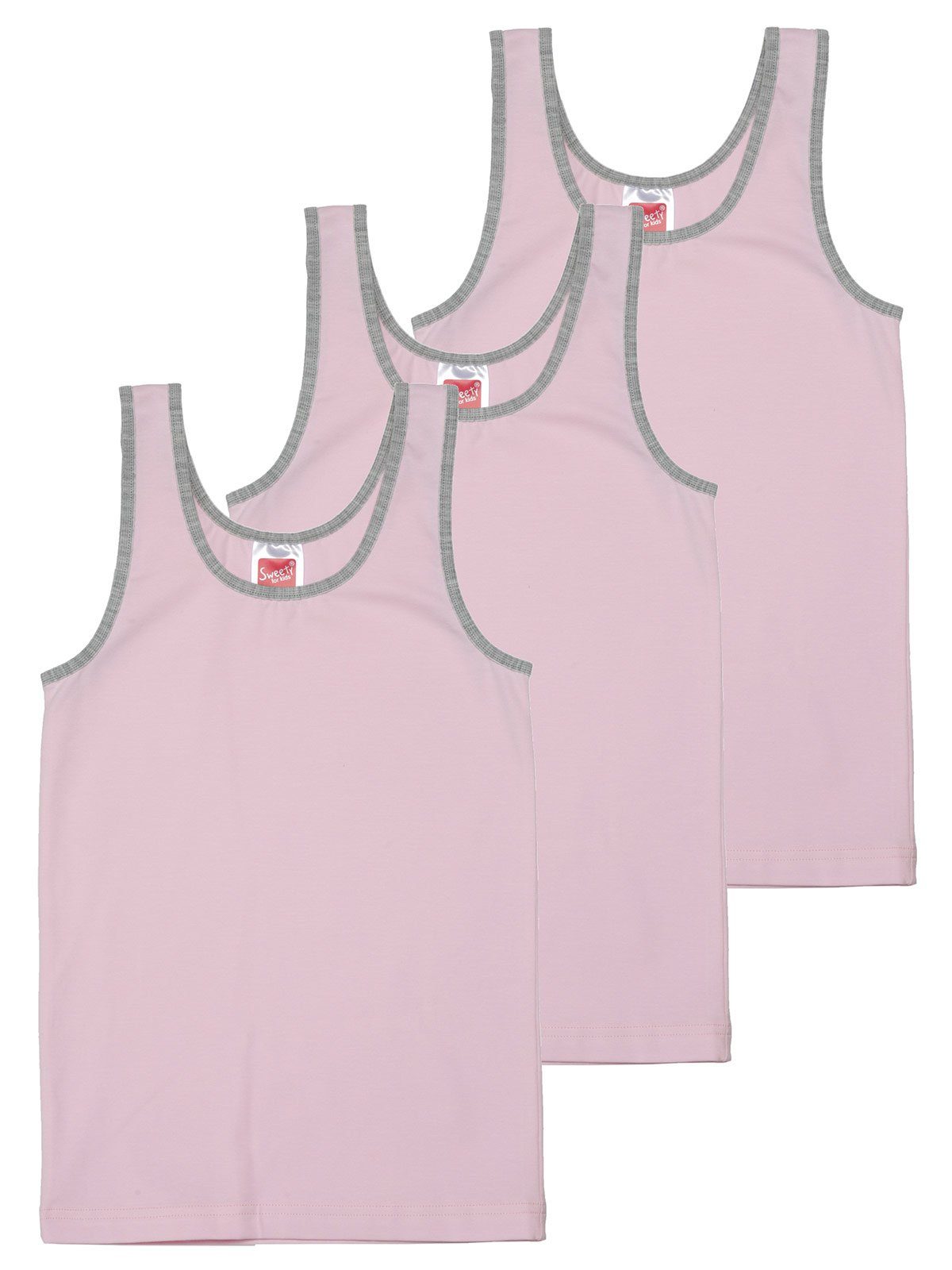 Sweety for Kids (Spar-Set, hohe helles weiss Sparpack Markenqualität Single Mädchen 6-St) 6er Unterhemd Unterhemd rosa Jersey