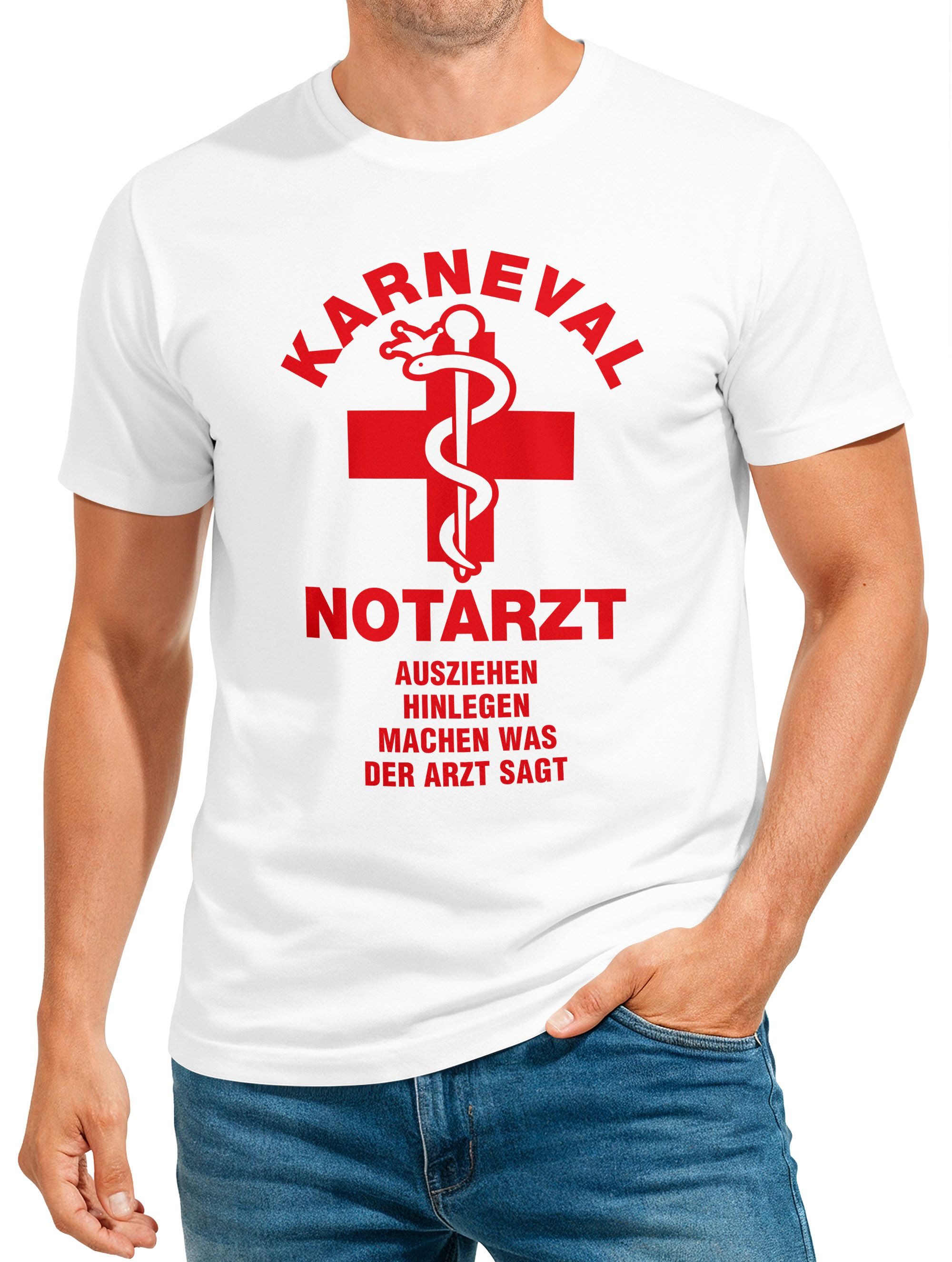 MoonWorks Print-Shirt Herren T-Shirt Fasching Karneval Notarzt Kostüm-Ersatz Last Minute mit Print