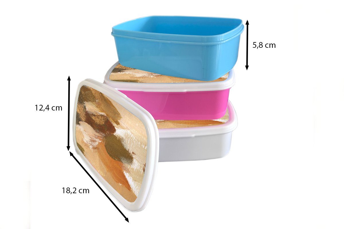 MuchoWow Lunchbox Farbe Herbst für Snackbox, - rosa - Brotbox Kunststoff, (2-tlg), Brotdose Abstrakt, Mädchen, Kinder, Kunststoff Erwachsene