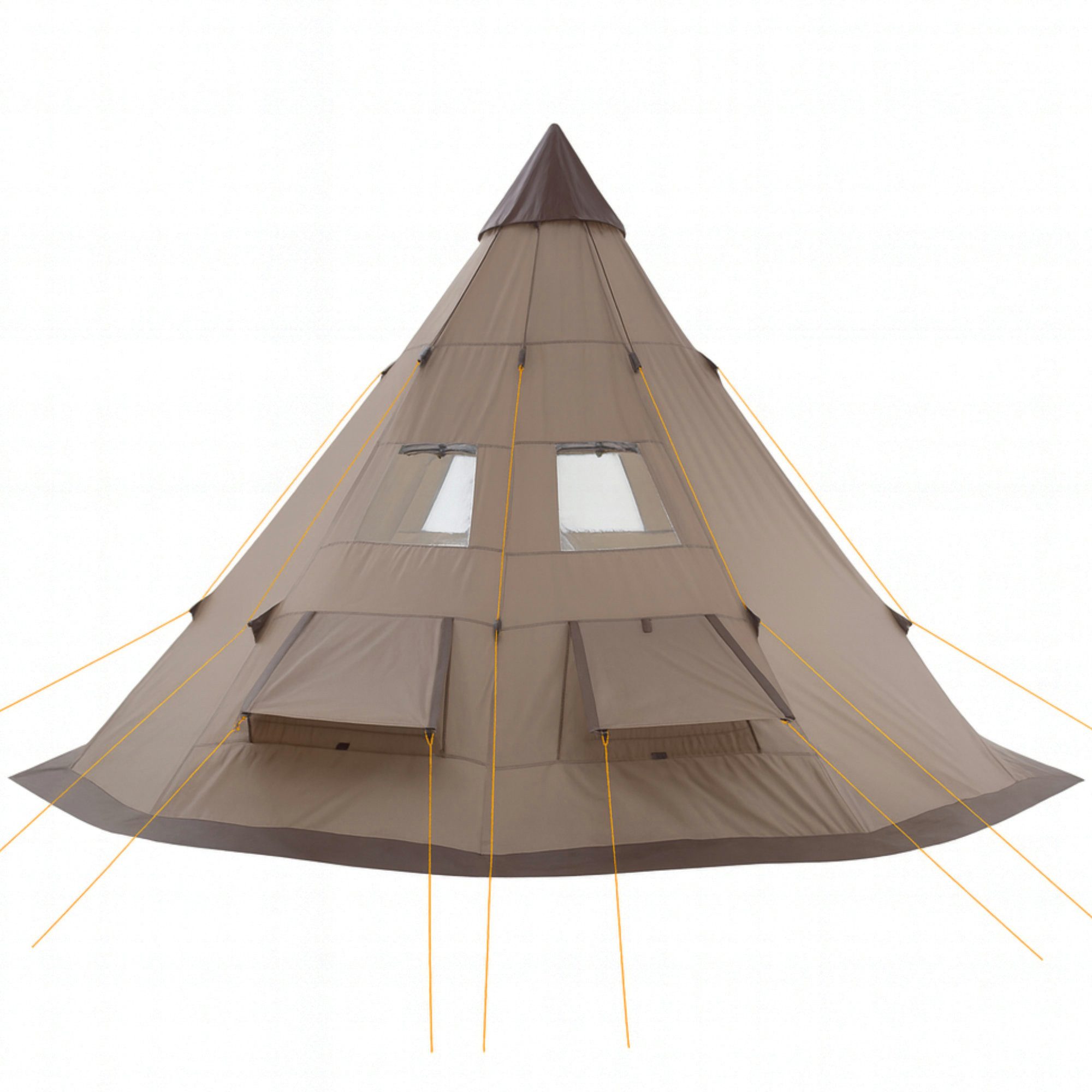 CampFeuer Tipi-Zelt Tipi Zelt Spirit für 4 Personen, 3000 mm Wassersäule, Braun, Kegelzelt, Personen: 4