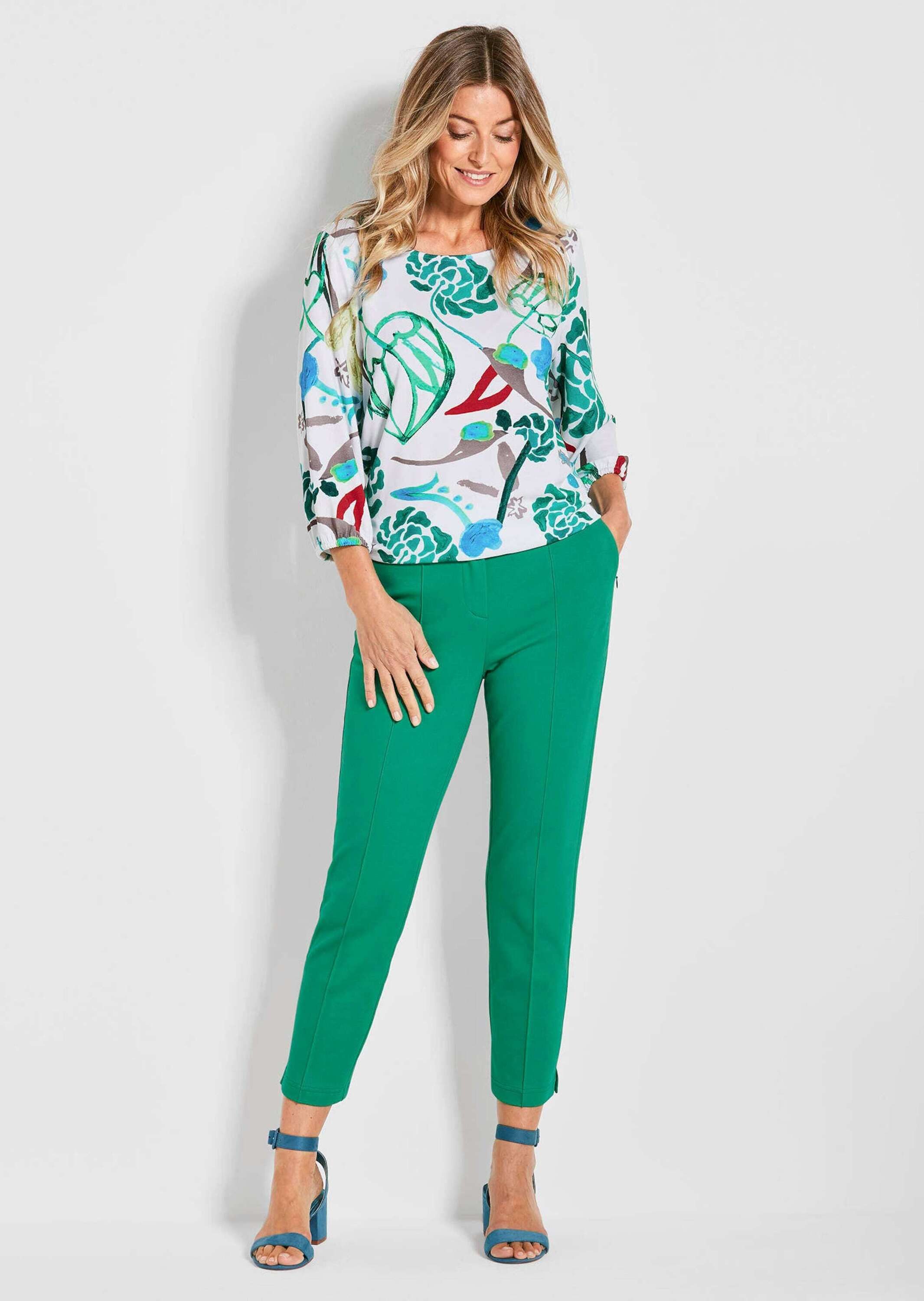 GOLDNER Stoffhose Kurzgröße: Elegante, schmale Hose LOUISA Slim Fit Hose mit verkürzter Länge, schmaler Schnitt, Jersey-Stoff