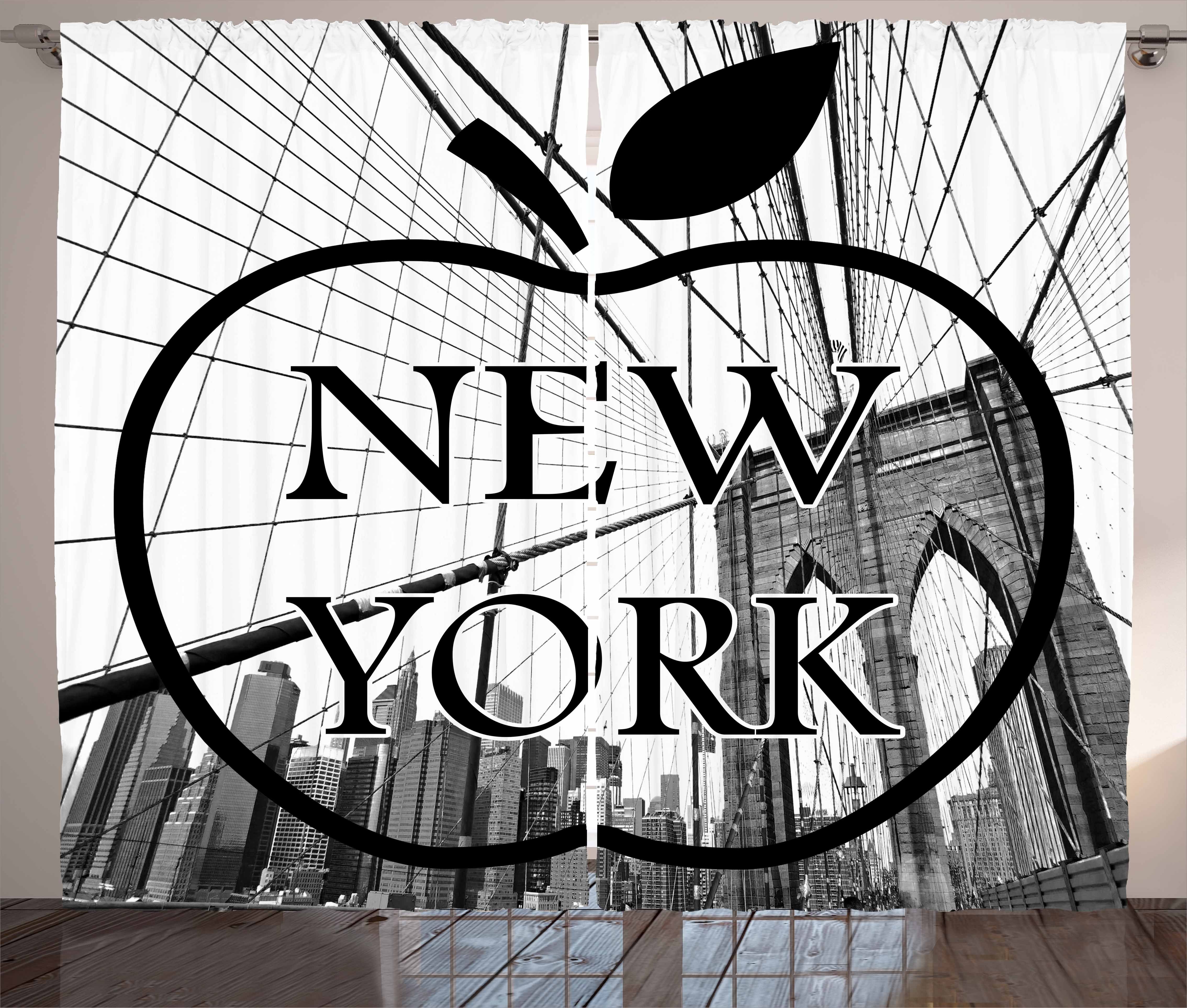 Motiv Apple mit Kräuselband und Gardine Abakuhaus, Schlafzimmer Stadtbild Schlaufen Big Vorhang Haken, NYC