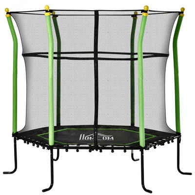 HOMCOM Kindertrampolin Trampolin, Ø 160 cm, (Set, 1, mit Sicherheitsnetz), Schutzrand grün