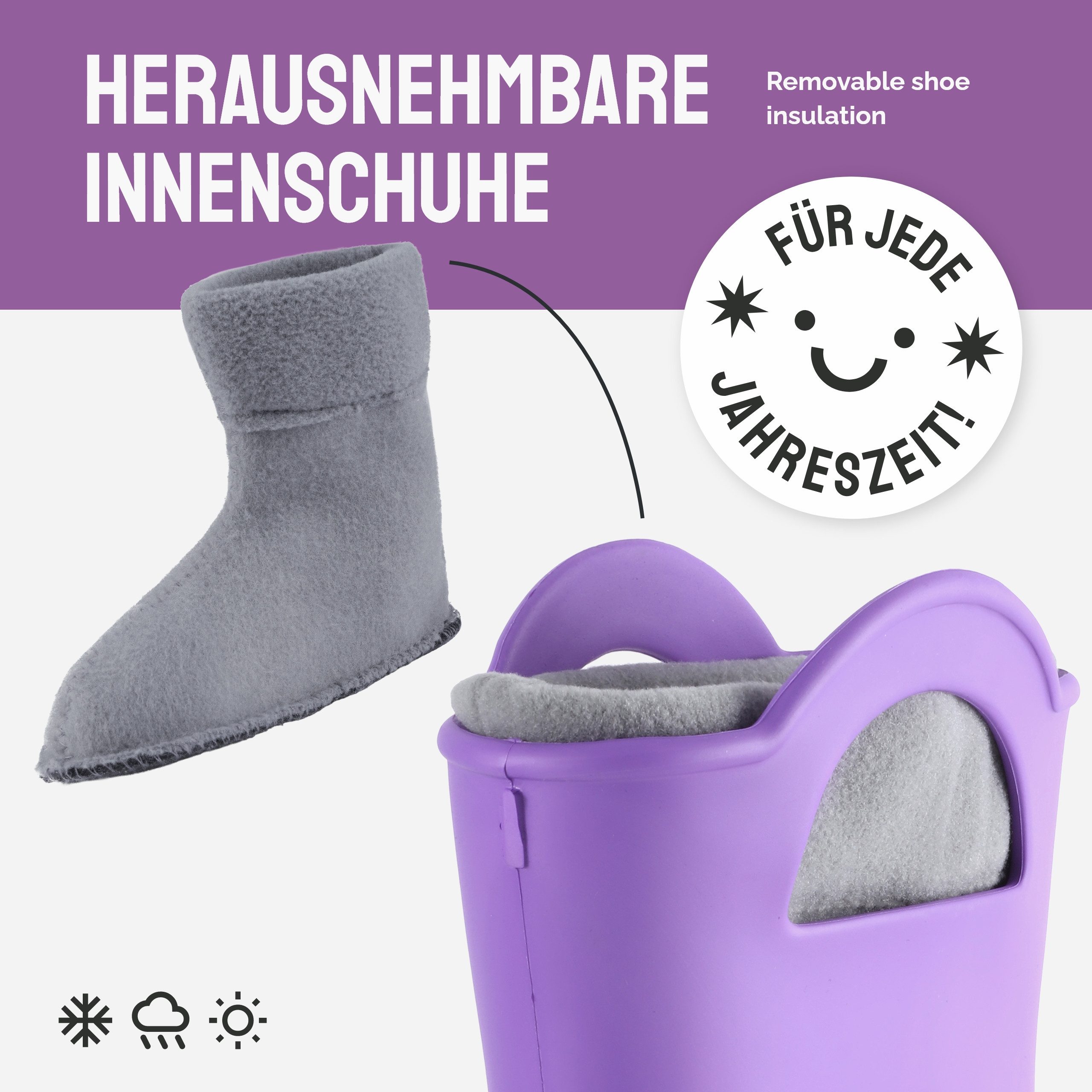 Ladeheid EVA Regenstiefel LA-CA-12 federleichte Regenschuhe Damen Gummistiefel mit herausnehmbares Innenfutter