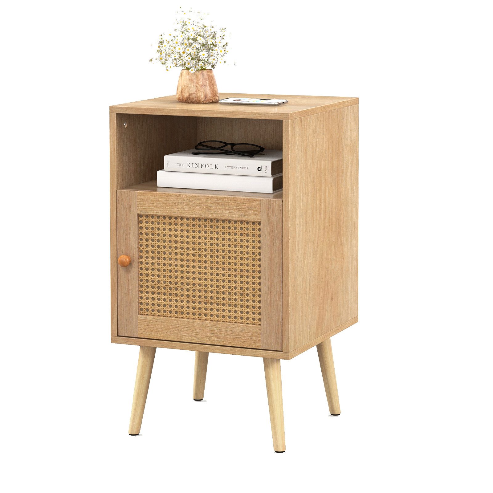 KOMFOTTEU Nachttisch (1-St), mit Türschrank & Offenem Regal günstig online kaufen