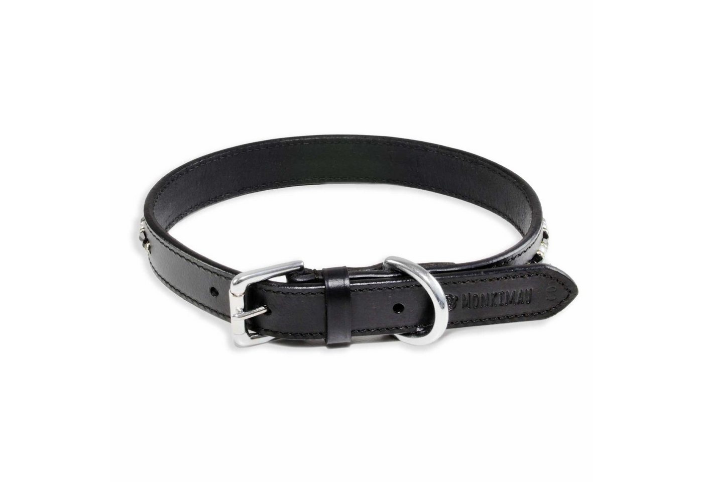 Thumbnail - Monkimau Hunde-Halsband Halsband für Hunde Leder Halsband Hund schwarz mit Premium Kristalle, Leder