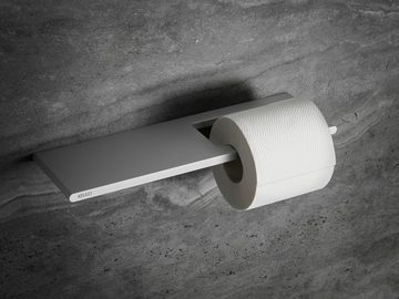 Keuco Toilettenpapierhalter Edition 400, Klopapierhalter aus Aluminium, silber-eloxiert, mit Ablage, zur