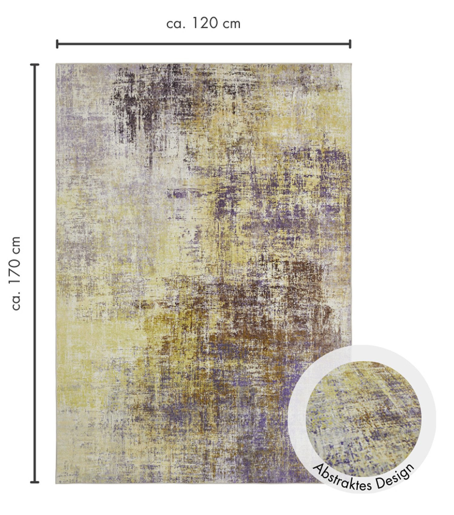 Andiamo Teppich Pila dünner Kurzflorteppich, rechteckig, Höhe: 5 mm, bedruckt, abstraktes Muster, modern, weich, Wohnzimmerteppich – Bild 5 von 5