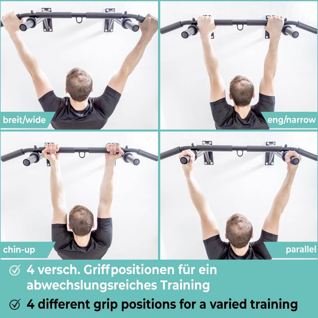 Pullup & Dip Klimmzugstange Klimmzugstange Wand inkl. Klimmzug Band + Schrauben (1-tlg)