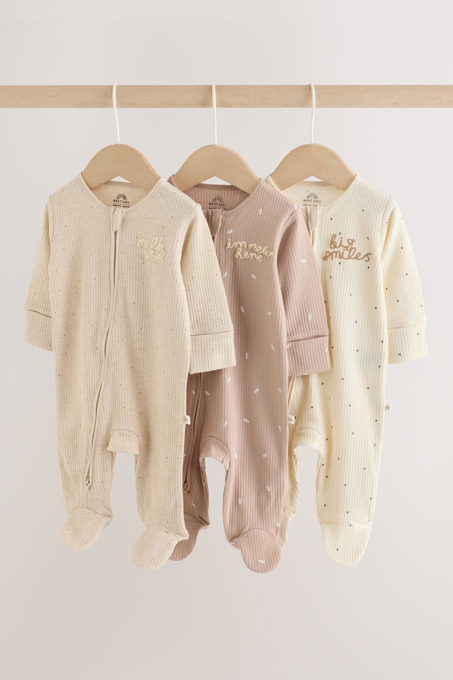 Next Schlafoverall Babyschlafanzüge mit Zweiwege-RV, 3er-Pack (3-tlg)