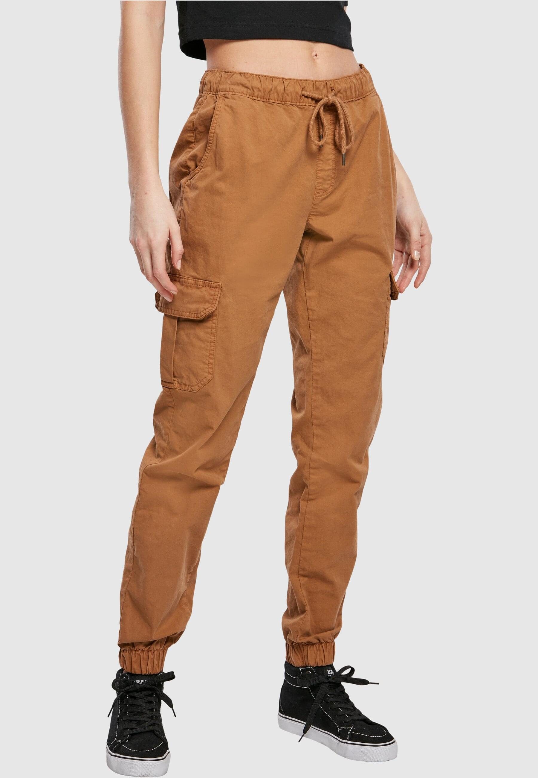 Cargo Pants toffee (1-tlg) Ladies Jogging Damen URBAN Waist CLASSICS High Cargohose