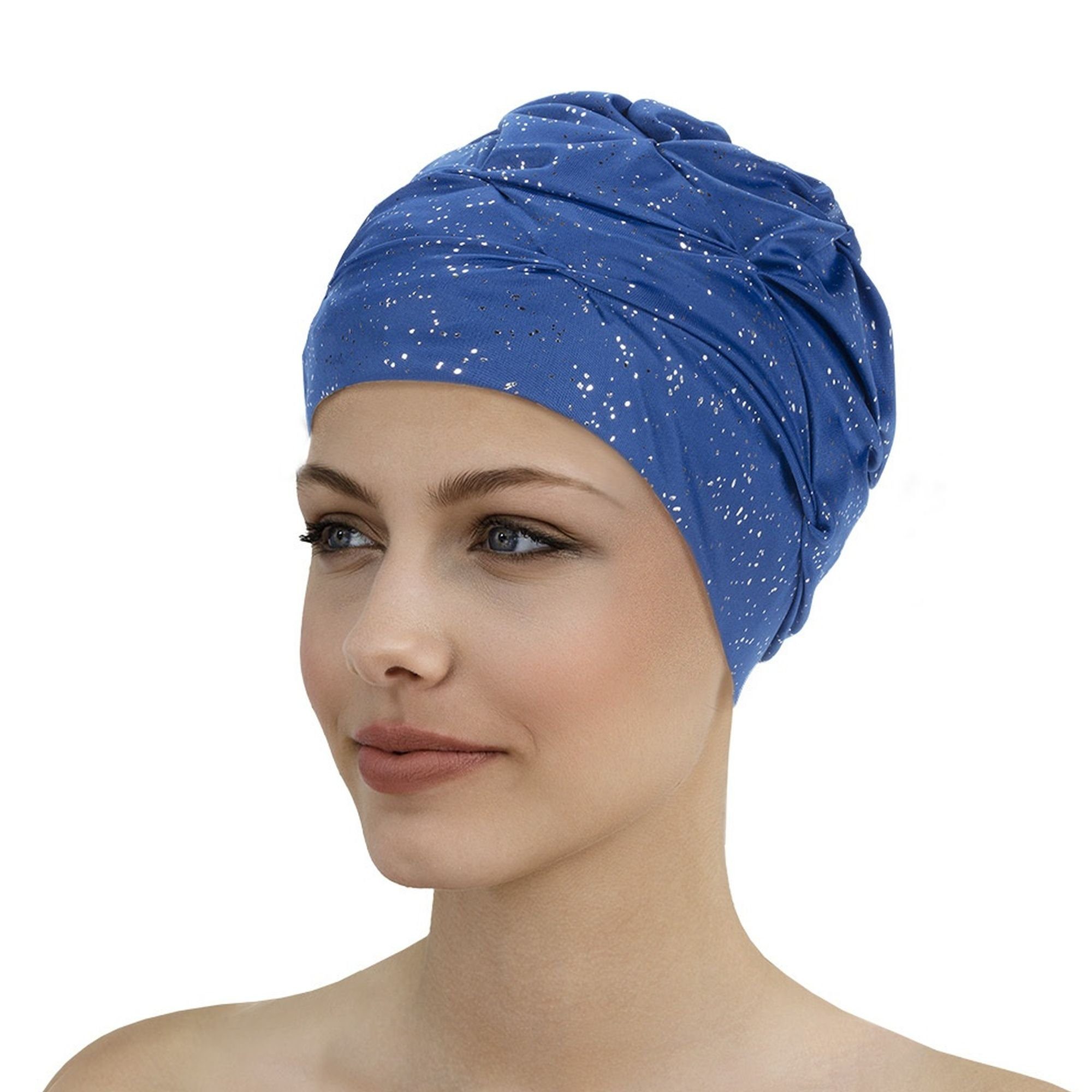 Fashy Badekappe Fashy - Badehaube Badekappe Damen Blau Silber Innenhaube Abdichtung