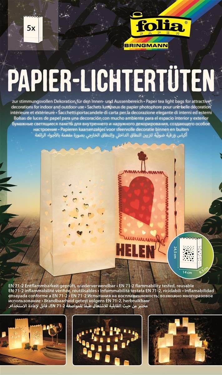 Folia Papierlaterne Folia Papier-Lichtertüten 5 Stk. Herzen - Ausverkauf