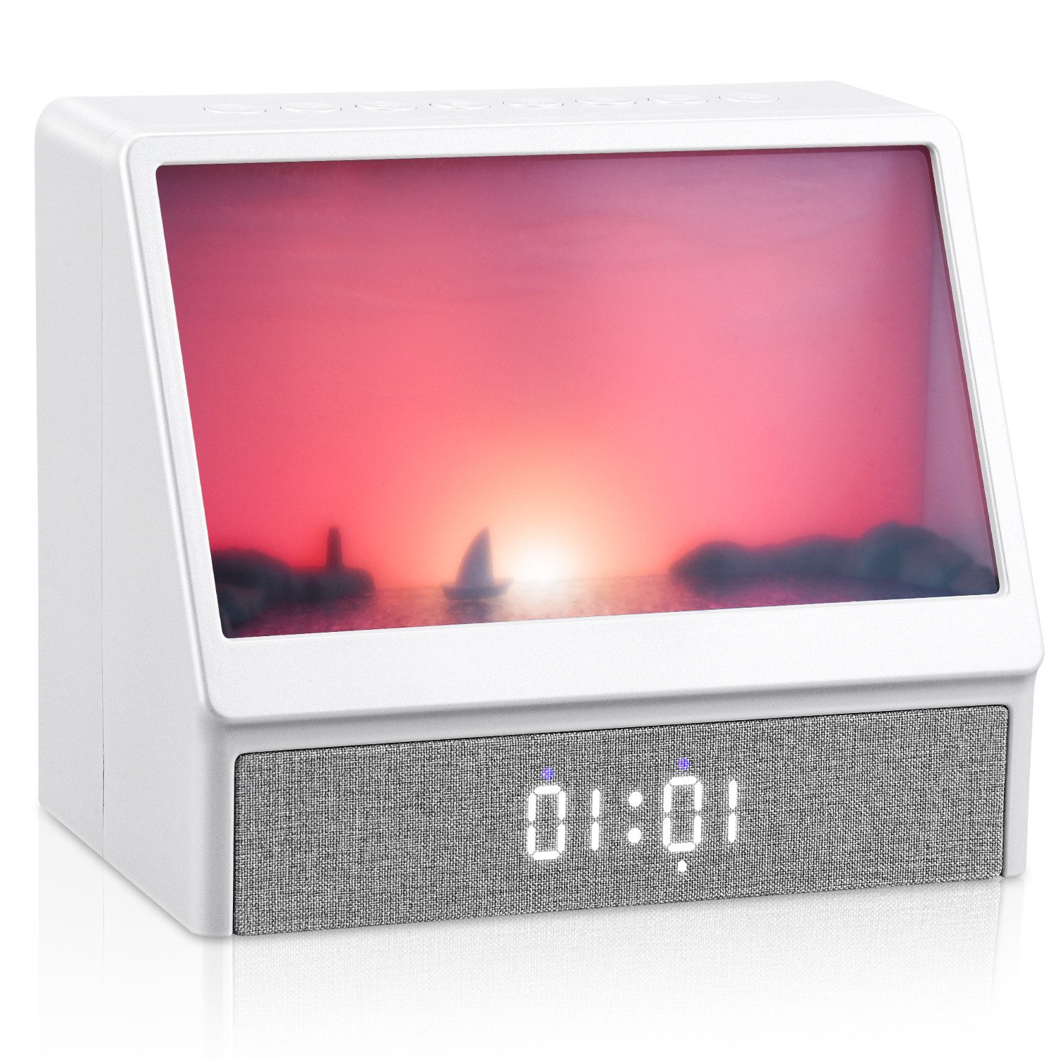 CkeyiN Pro Wecker Sonnenaufgang Wecker,Tageslichtwecker,Bluetooth-Lautsprecher 6 farbige Licht,mit 12 Naturgeräuschen,für Frauen Männer Teens