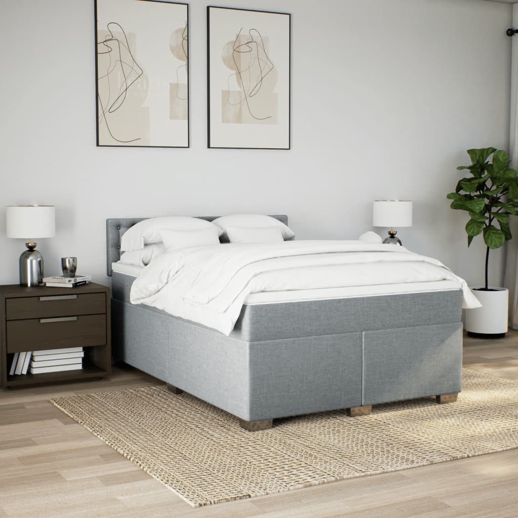 vidaXL Bett Boxspringbett mit Matratze Hellgrau günstig online kaufen