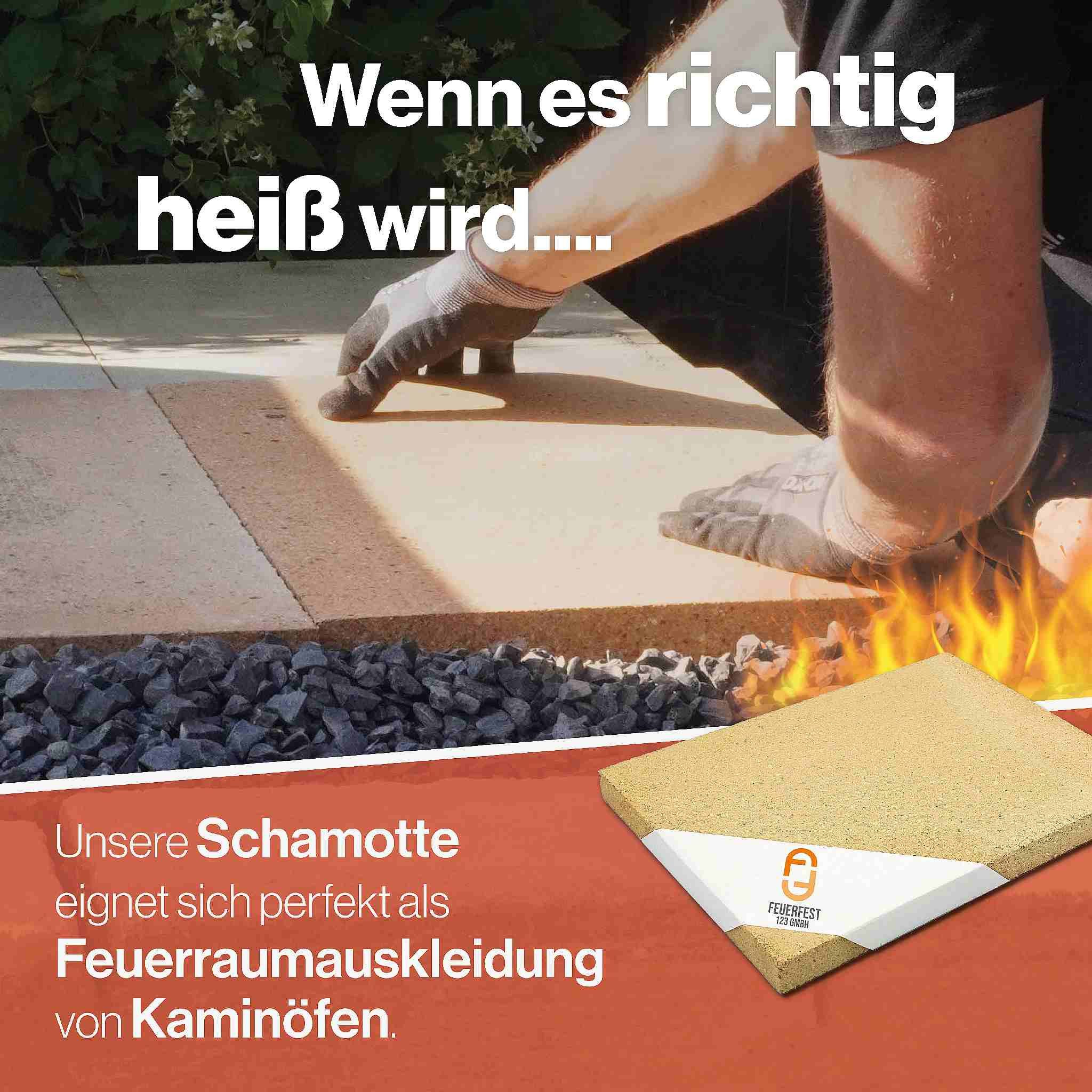 Feuerfest 123 GmbH Feuerraumplatten Schamotteplatte 400x200x20mm, - Hitzebeständig bis 1.400 °C - Lebensmittelecht für Pizzaofen – Bild 5 von 5