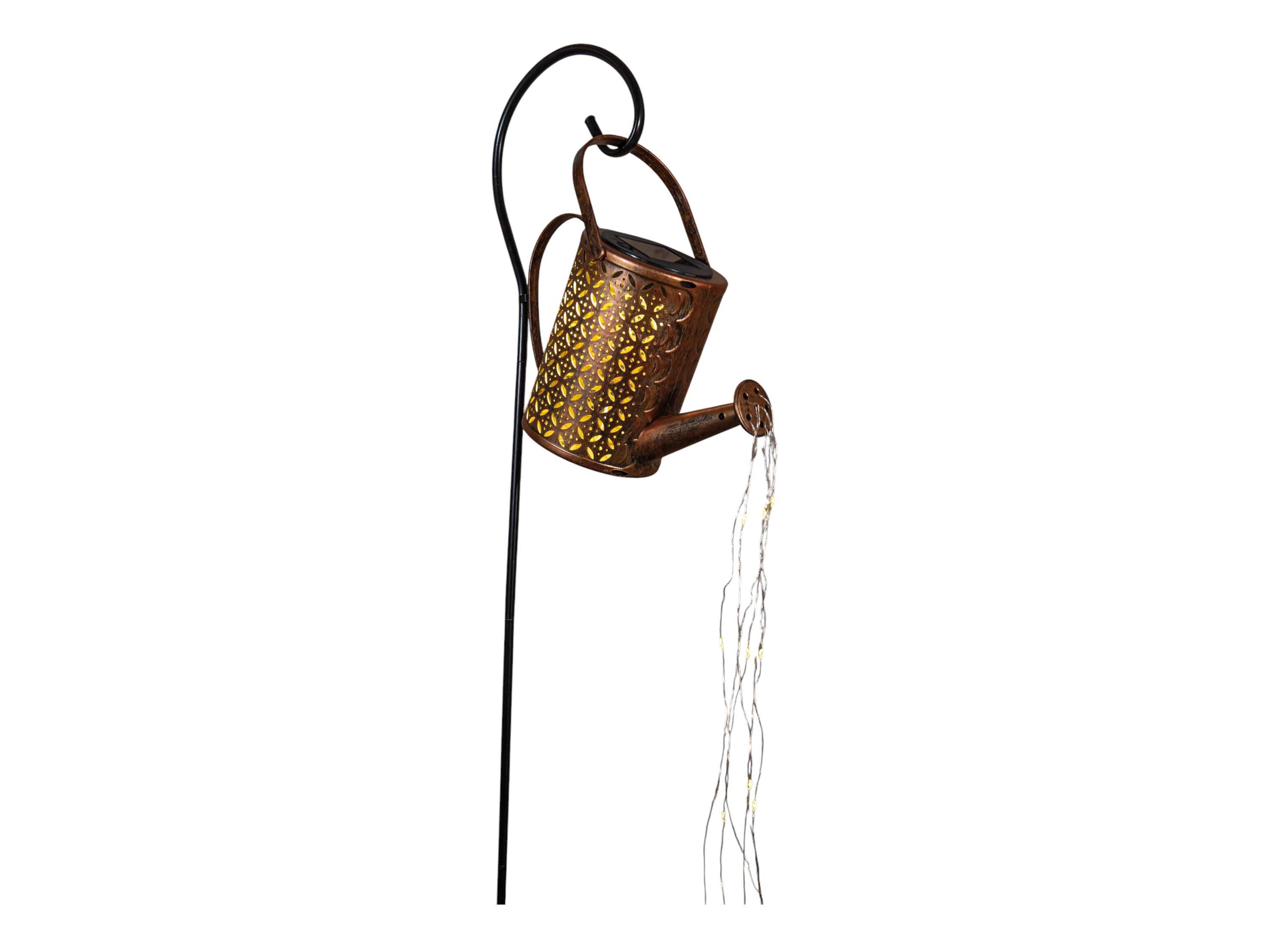 Coen Bakker LED Solarleuchte, Lichtsensor, LED, warmweiß, Gießkanne kupferfarben Wasserfalloptik blinkend 37 LED 84cm