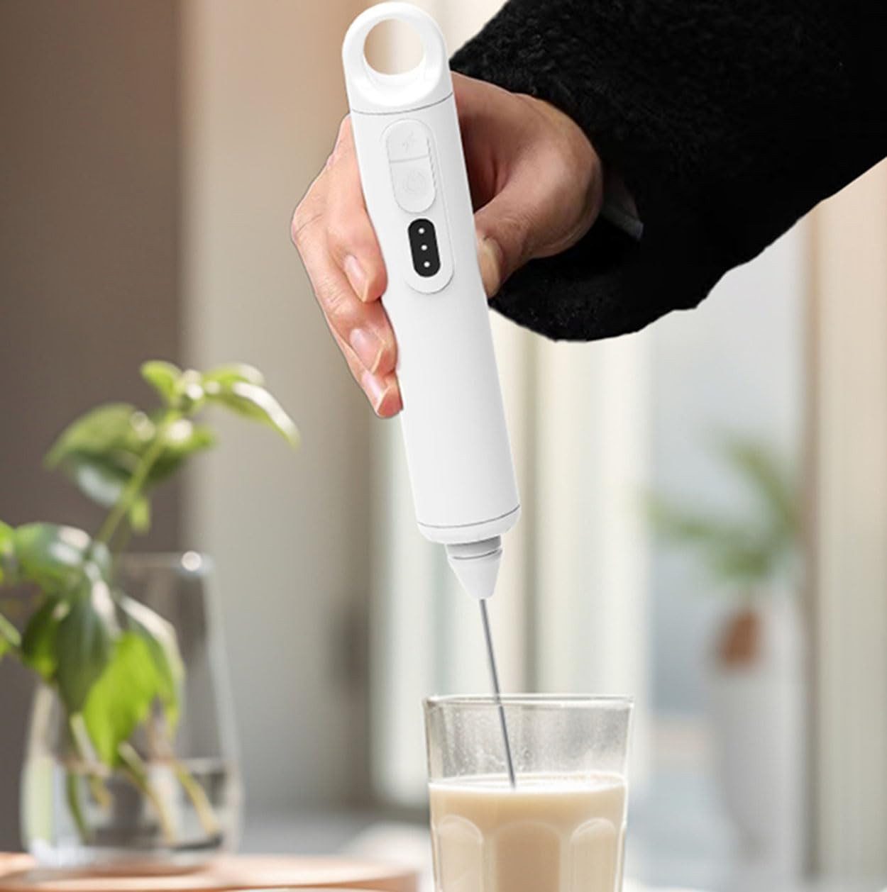 FELIXLEO Milchaufschäumer 3-Stufen Milchaufschäumer mit 3 Köpfen in Lila KT52