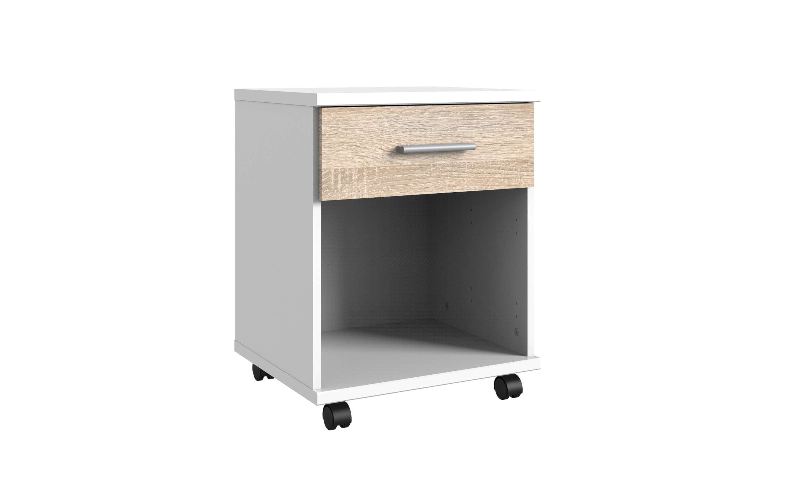 Stylefy Kinderkleiderschrank Lio (Rollcontainer, Schreibtisch-Unterschrank) mit Schublade und Fach, viel Stauraum, aus Holzwerkstoff, Modern Design, für Schreibtisch Weiß - Eiche Sägerau
