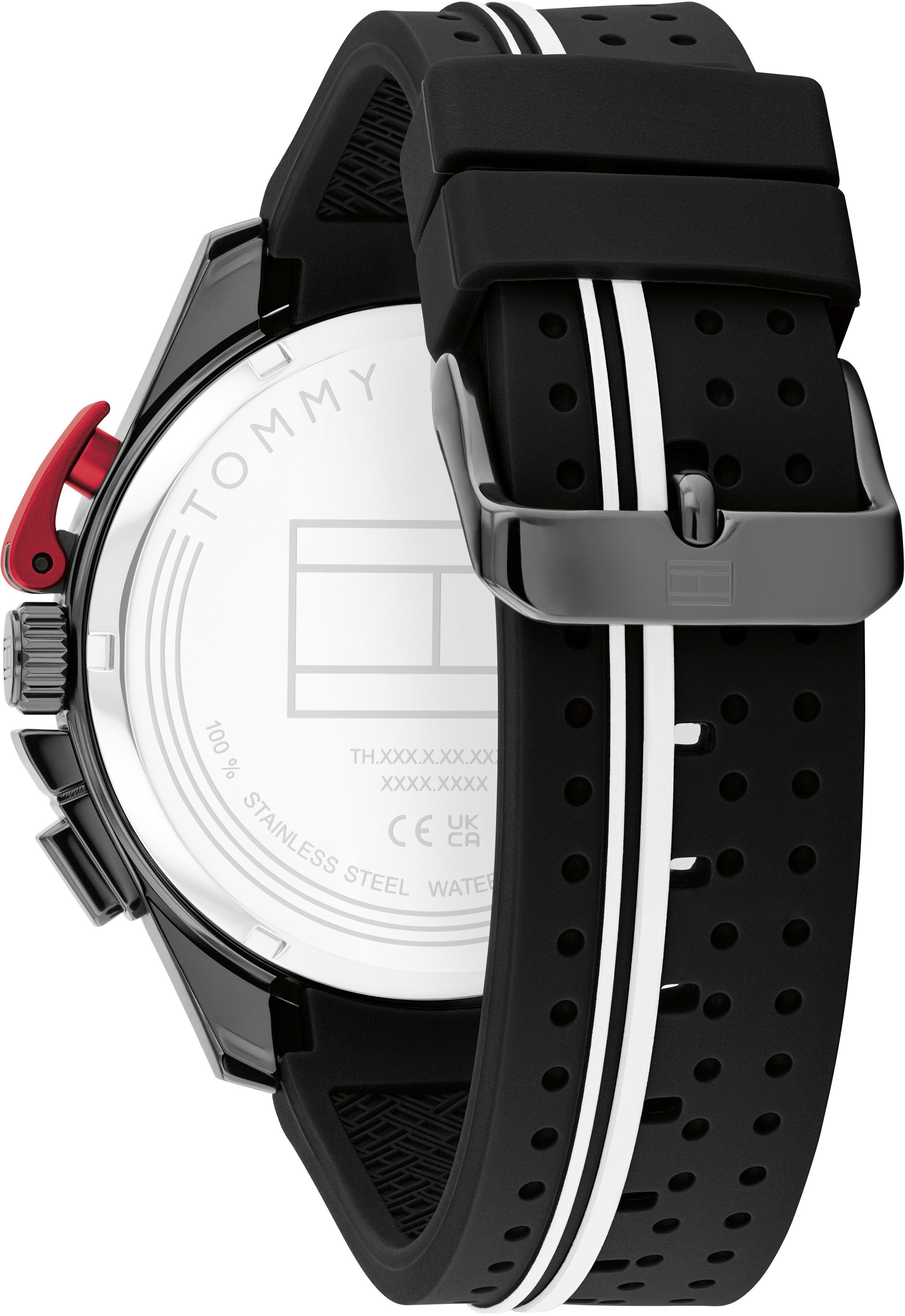Tommy Hilfiger Chronograph BANK 1792168, Quarzuhr, Armbanduhr, Herrenuhr, Silikonarmband, analog, Stoppfunktion