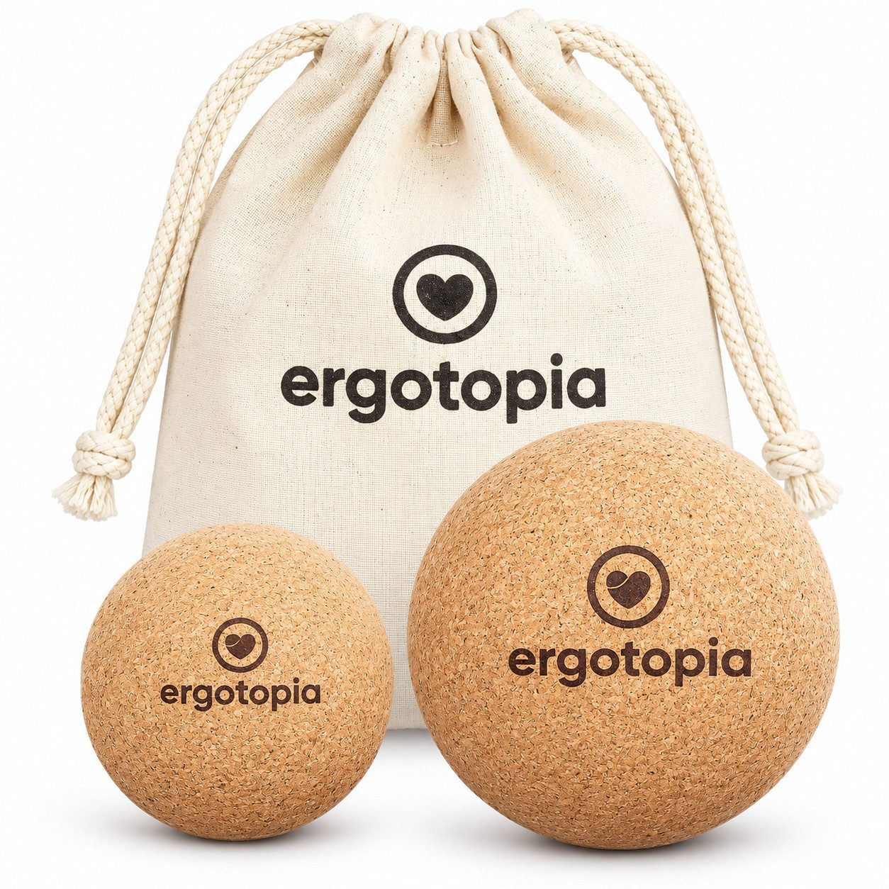 Ergotopia Massageball Faszienball Set aus antibakteriellem & langlebigem Natur-Kork