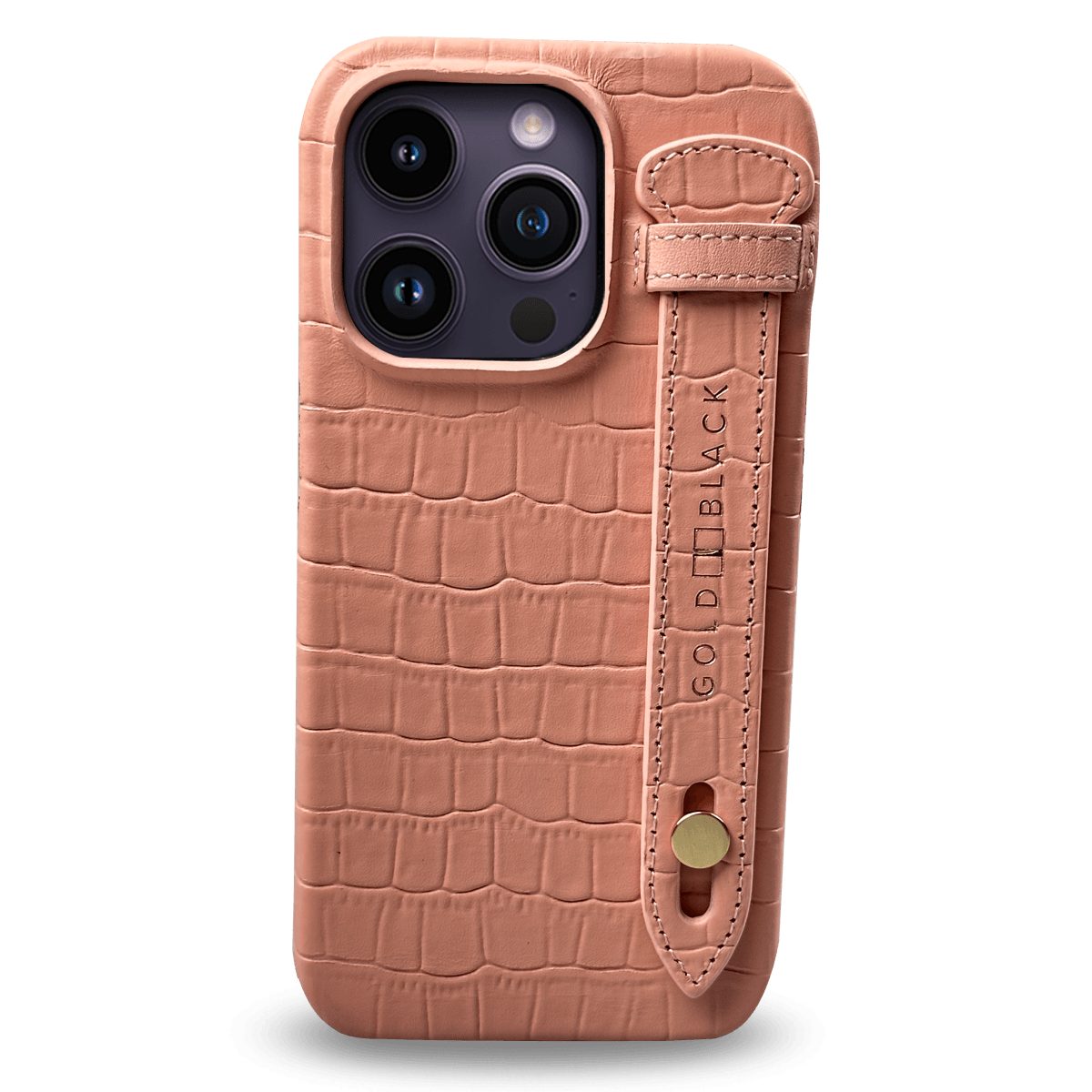 GOLDBLACK Handyhülle GOLDBLACK iPhone 14 Pro Max Slim Lederhülle Kroko-Prägung lachsrosa