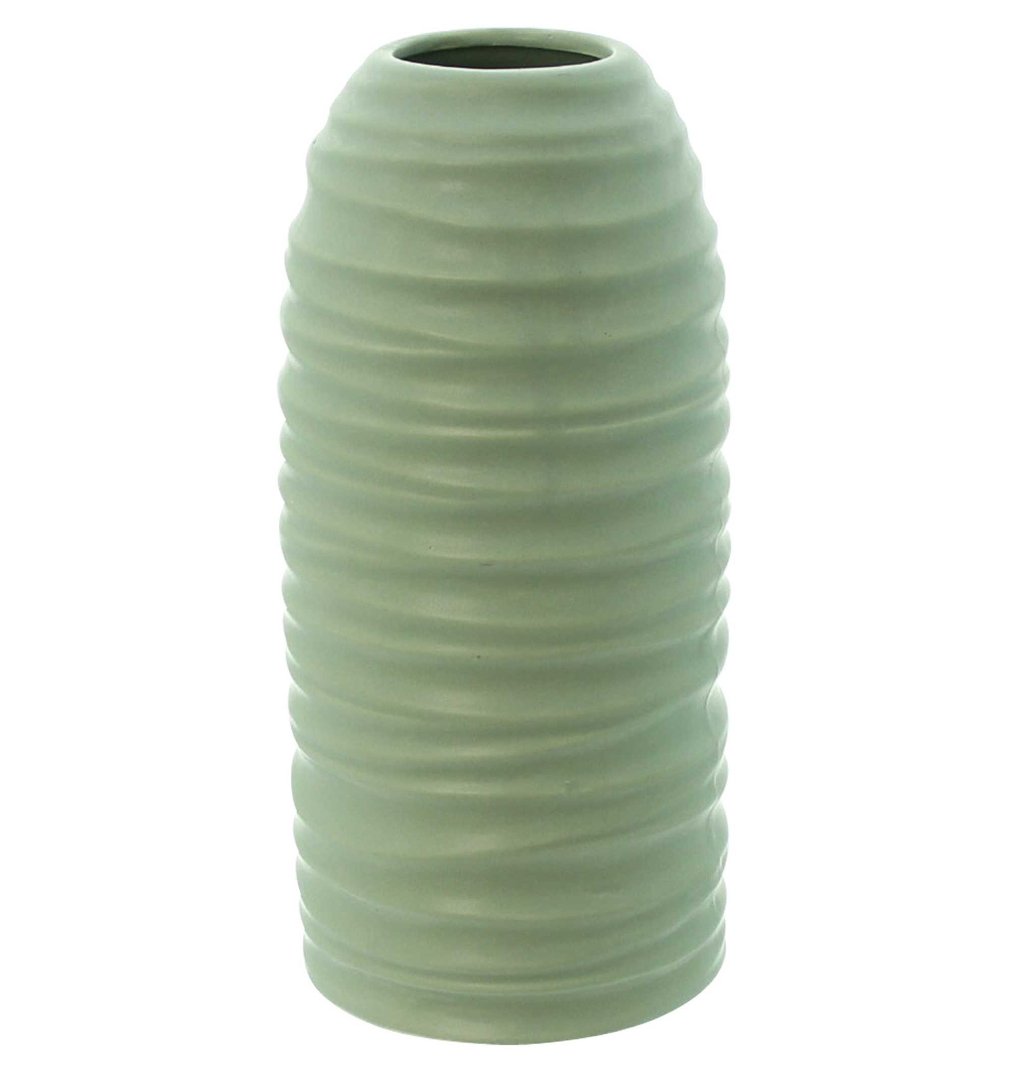 Dekoleidenschaft Tischvase "Salbeigrün" Porzellan Blumenvase, grün, Dekovase 21 cm hoch, Vase, Deko Tulpenvase modern
