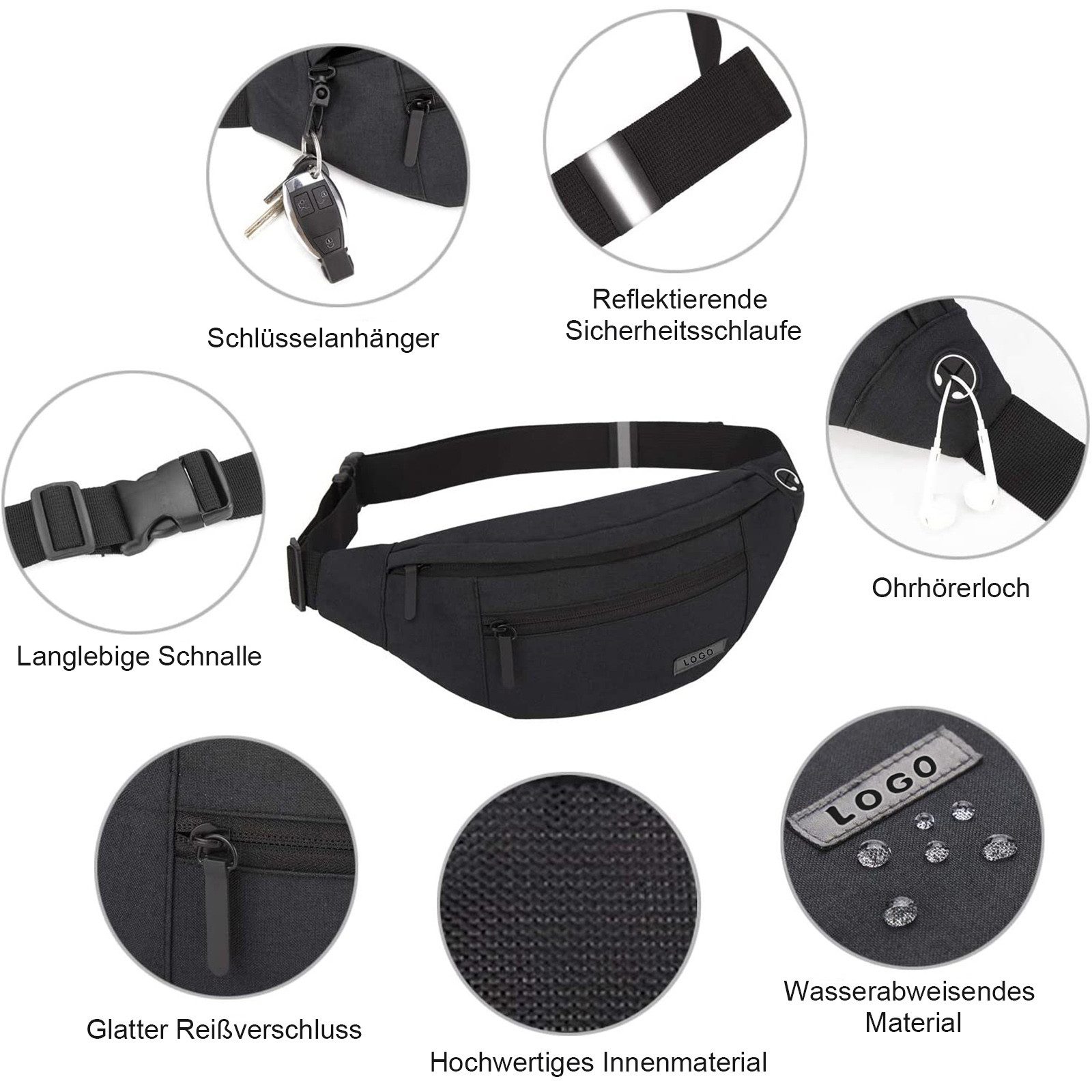 OKWISH Gürteltasche Crossbody-Sling Brusttasche Sport Geldtasche günstig online kaufen