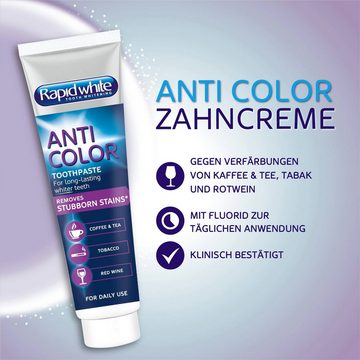 Rapid white Zahnbleaching-Kit RAPIDWHITE Anti Color Zahnpasta 75 ml + RAPIDWHITE Bleaching Strips