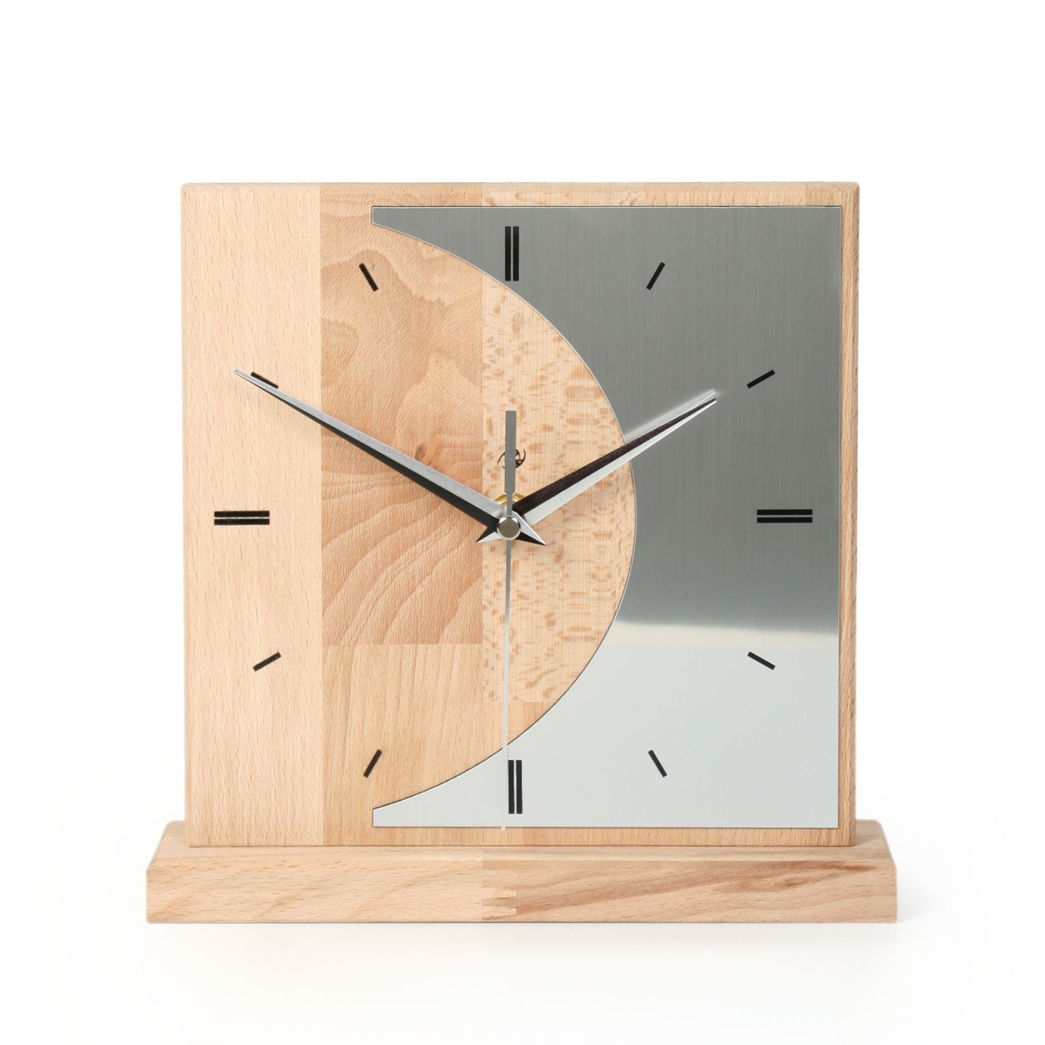 Kreative Feder Standuhr Designer-STANDUHR „Silvermoon“ aus Massivholz, ohne günstig online kaufen
