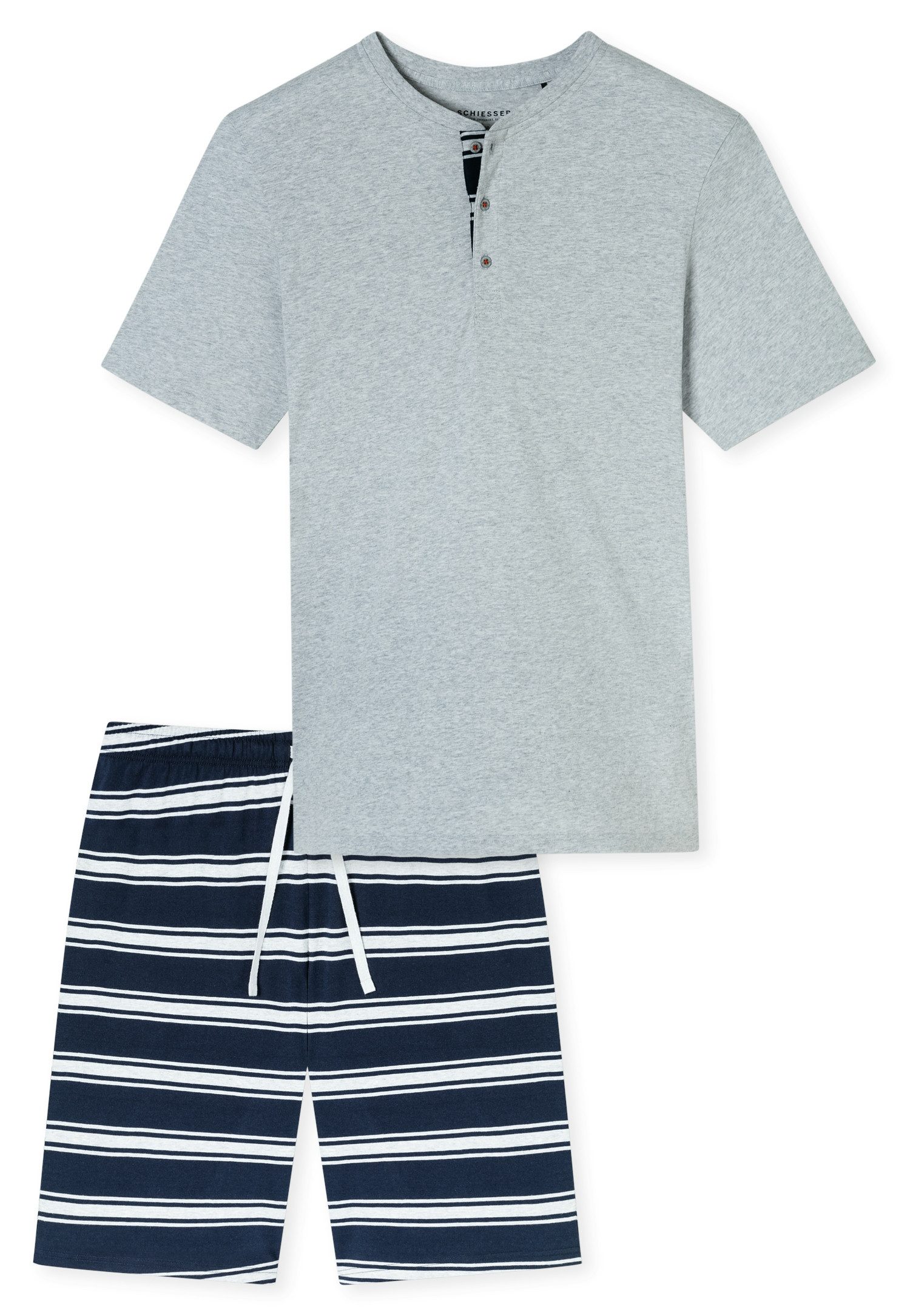 Schiesser Shorty Casual Nightwear (2 tlg) Shirt mit funktionaler Knopfleist günstig online kaufen