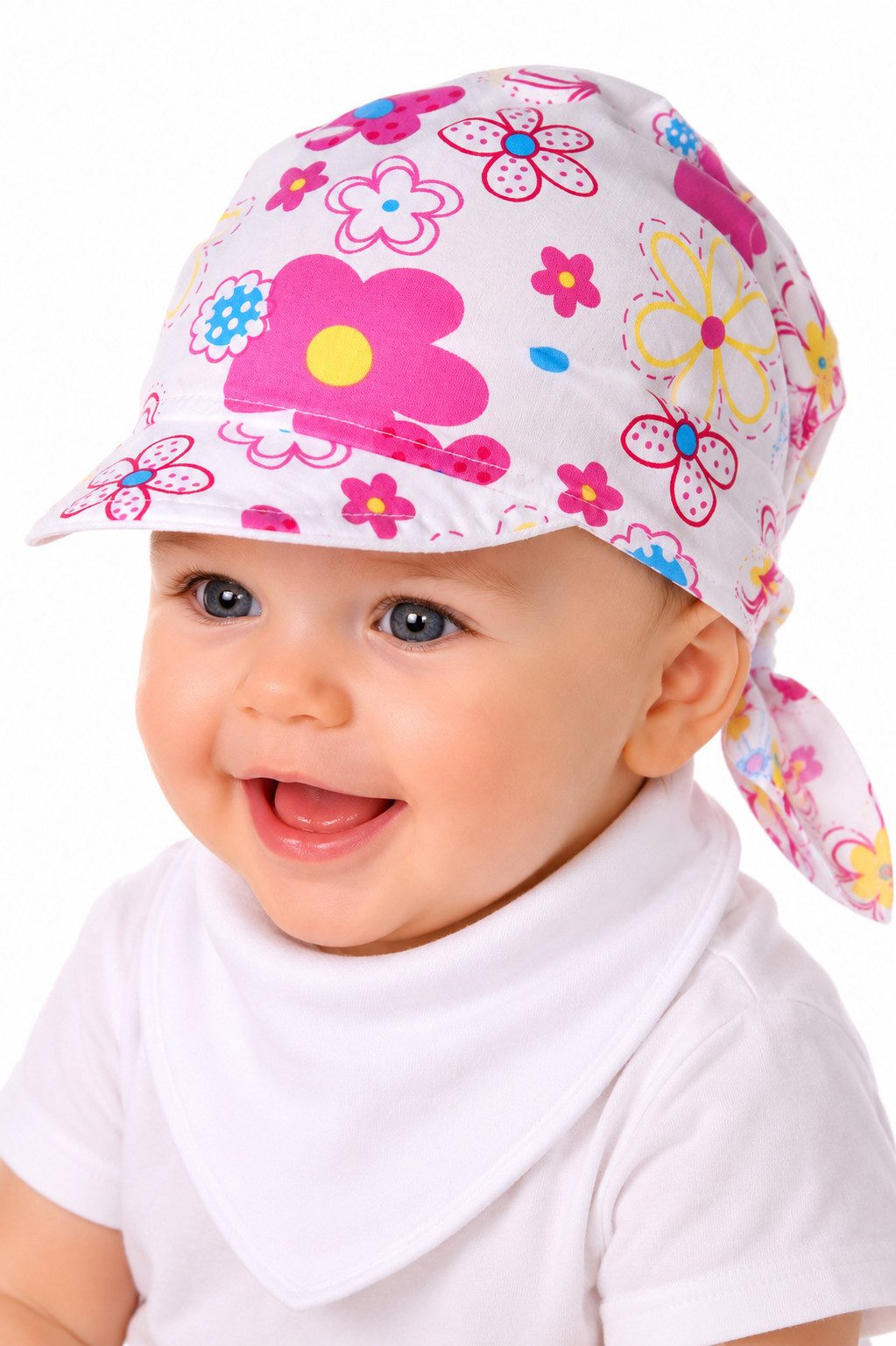 La Bortini Kopftuch Baby Kinder Bandana Tuch mit Schirm Schirmmütze Kopfbedeckung, aus reiner Baumwolle, Einheitsgröße