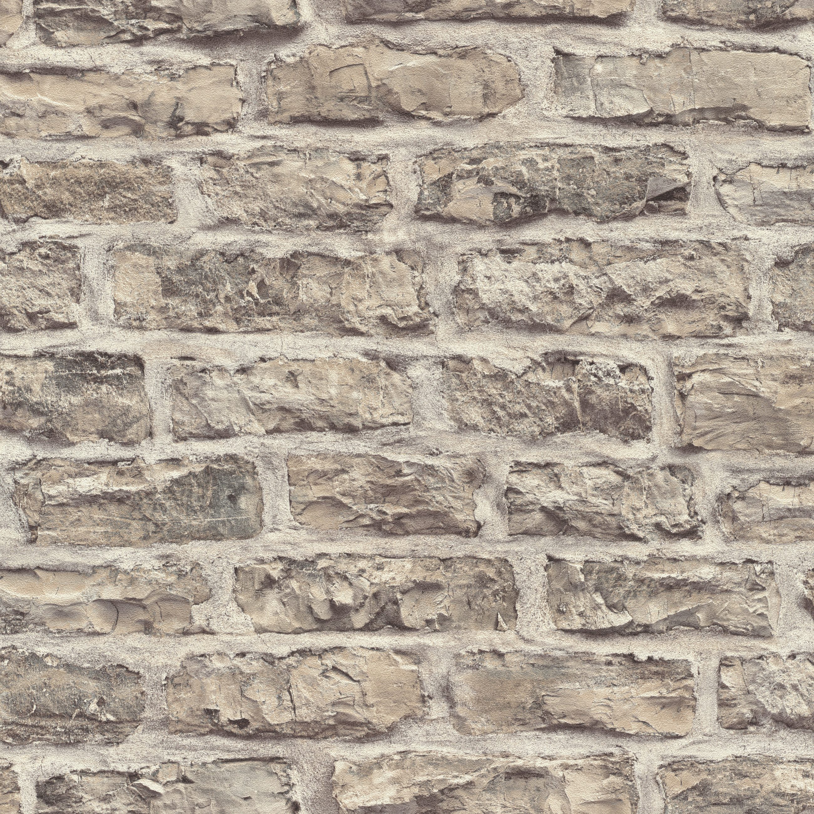 Rasch Vliestapete Steinoptik 3D in Beige und Grau - Brick - Kollektion Factory VI, strukturiert, Steinoptik, Ziegel, Steinmauer, Mauerwerk, (1 Rolle, 1 St)