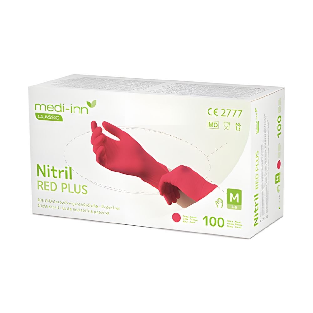 Medi-Inn Einweghandschuhe 1000x Classic Handschuhe Nitril puderfrei rot Red Plus Größe XL
