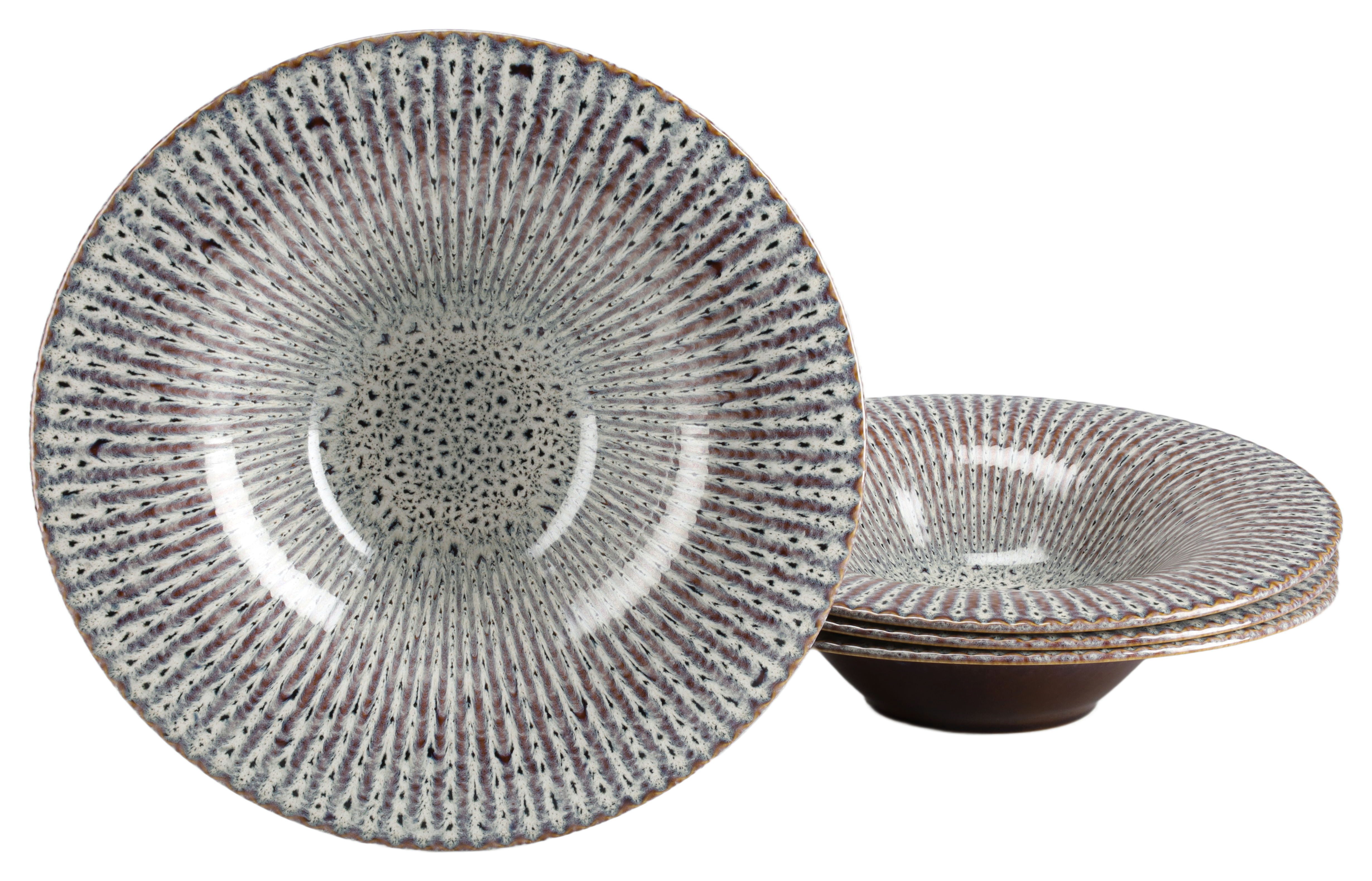 CreaTable Teller Allegra Magic, Gourmetteller, 4-tlg., (4 St), Moderne Coupeform, Reaktivglasur