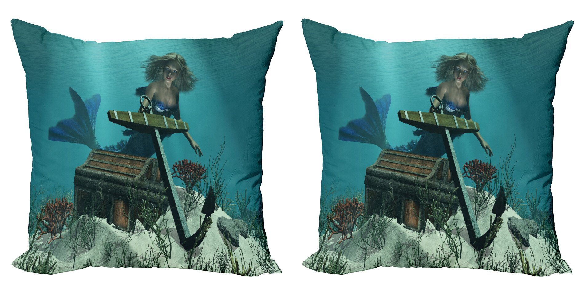 Kissenbezüge Modern Mythische Piraten Stück), Accent Abakuhaus (2 Doppelseitiger Digitaldruck, Ozean Meerjungfrau