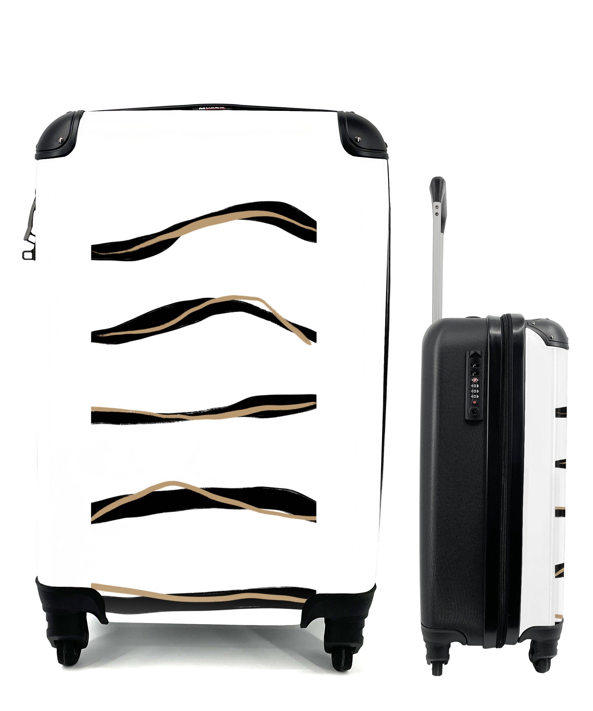 - Rollen, - Reisekoffer Handgepäck mit Handgepäckkoffer MuchoWow Schwarz Design, Linie Reisetasche Ferien, für Trolley, rollen, 4