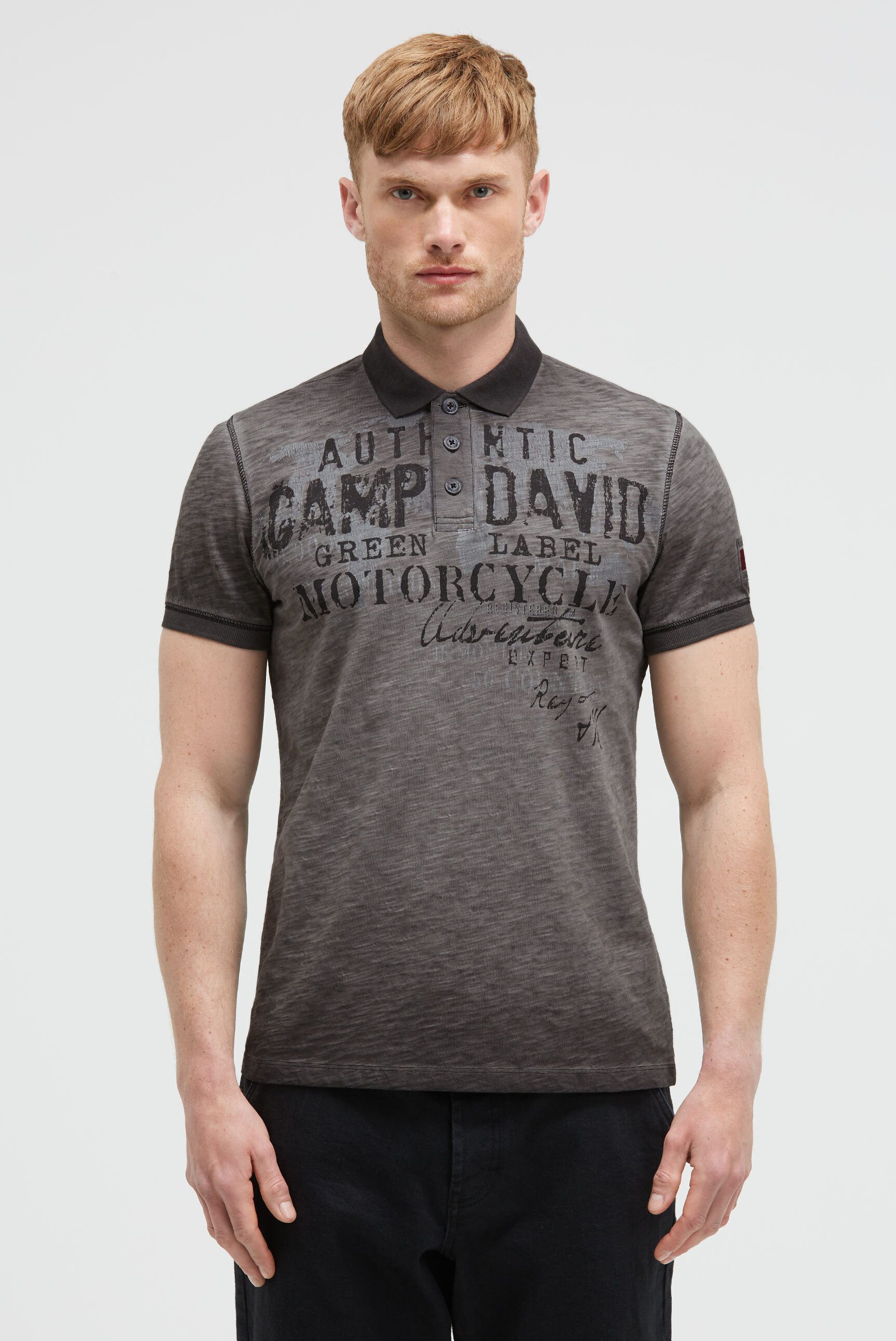 CAMP DAVID Poloshirt mit Vintage-Waschung