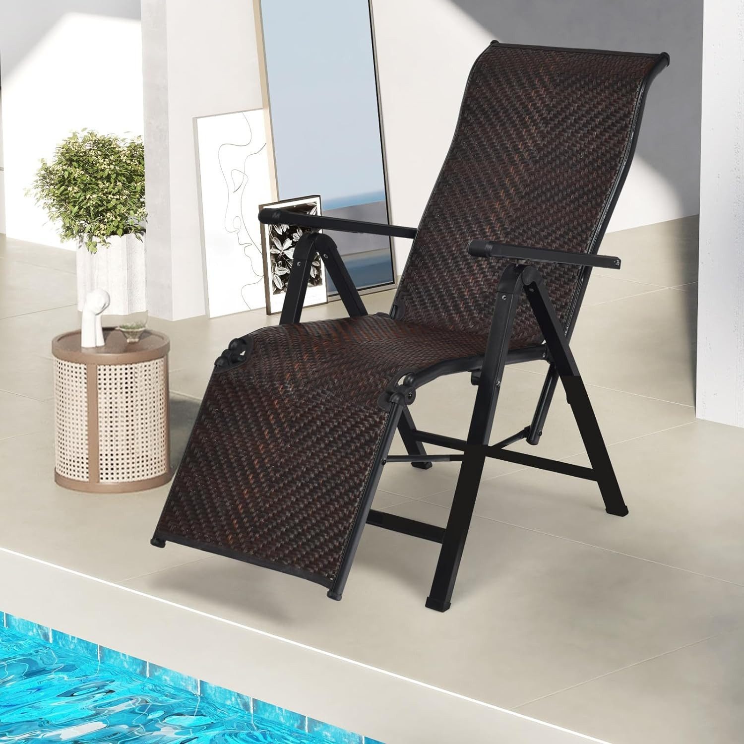 KOMFOTTEU Rattanstuhl Freizeitstuhl, Klappsessel aus PE-Rattan,verstellbare günstig online kaufen