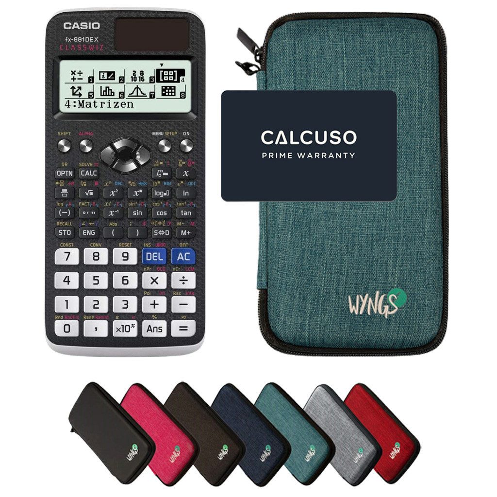 CASIO Taschenrechner fx-991DE X ClassWiz inkl. WYNGS Schutztasche Türkis