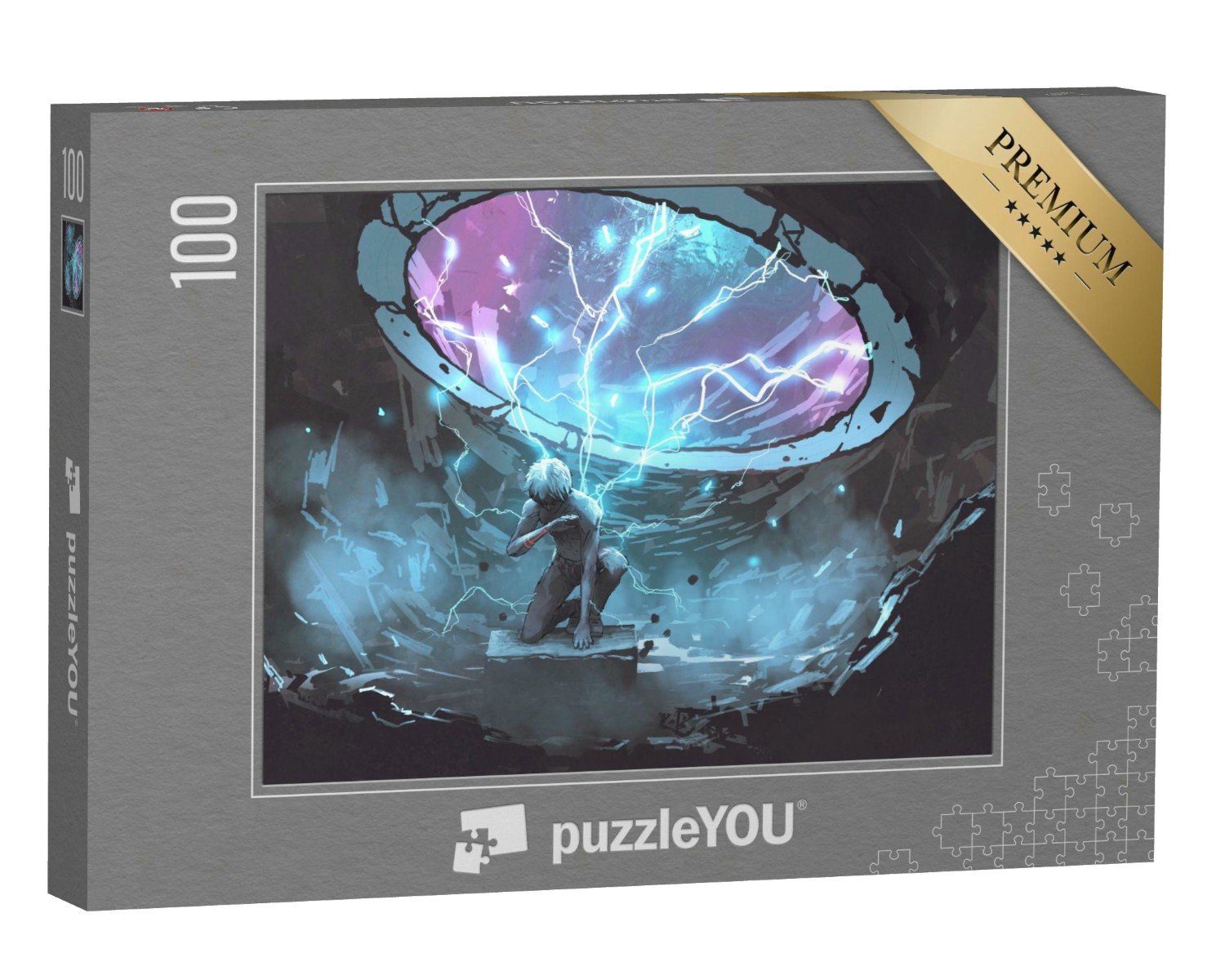 puzzleYOU Puzzle Mann unter einem futuristischen Portal, 100 Puzzleteile, puzzleYOU-Kollektionen Illustrationen