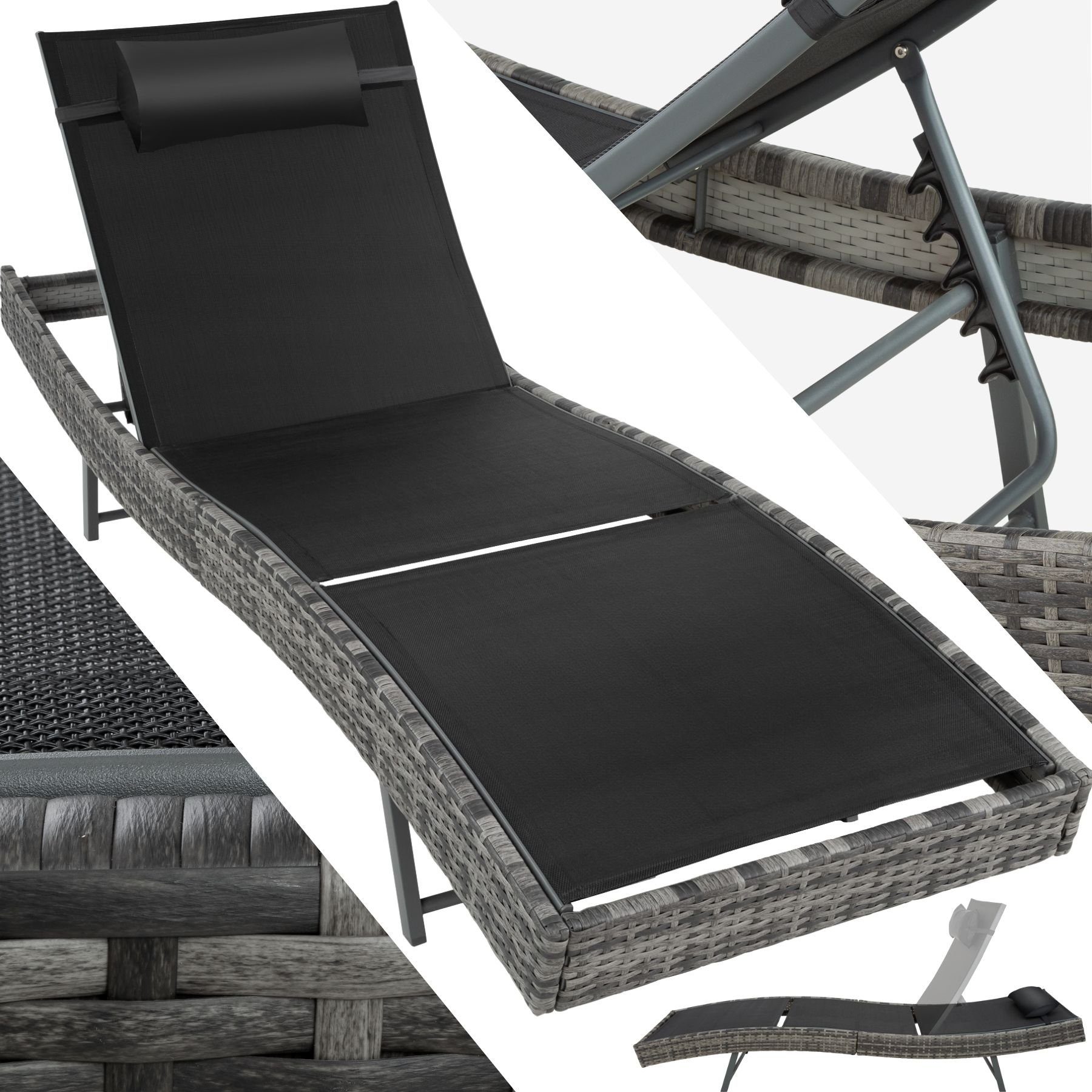 tectake Gartenliege Rattan Sonnenliege, 1 St., günstig online kaufen