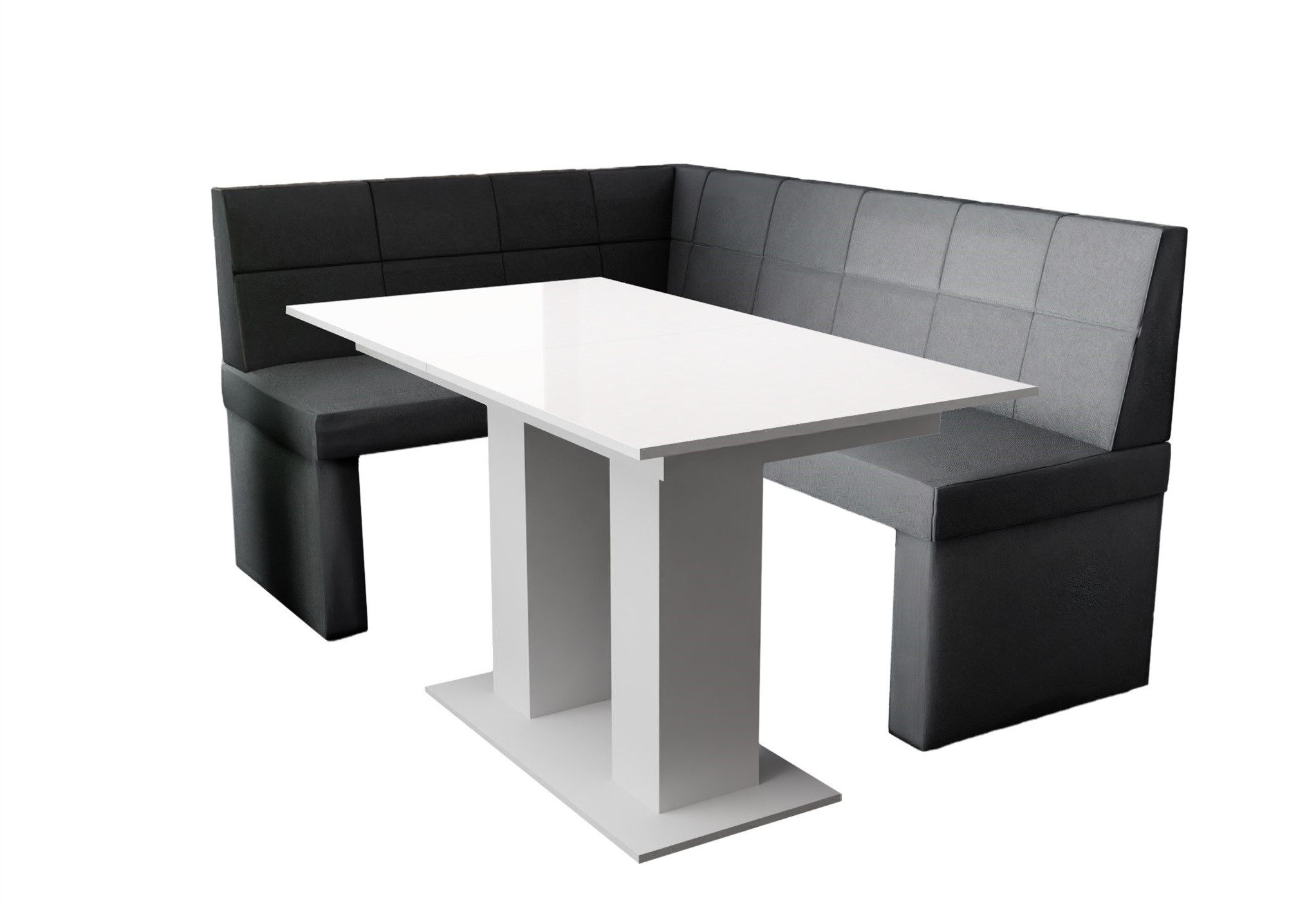 Fun Möbel Eckbankgruppe Eckbankgruppe „BLAKE“ Größe 168x128cm mit Tisch Weiß Hochglanz, ausziehbarer Tisch
