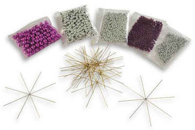 Betzold Bastelperlen Drahtsterne-Komplett-Set - Bastelset Weihnachtsdeko, (Set für 12 Drahtsterne), inkl. 900 verschiedene Perlen