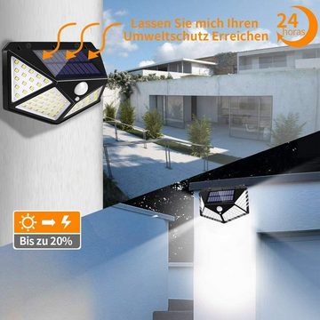 Lamon LED Solarleuchte 4pcs Solar Außenleuchte, LED 270° Wandleuchte, IP65 wasserdicht, 100 LED 1800 mAh Patio Sensorleuchte für Terrasse/Garten