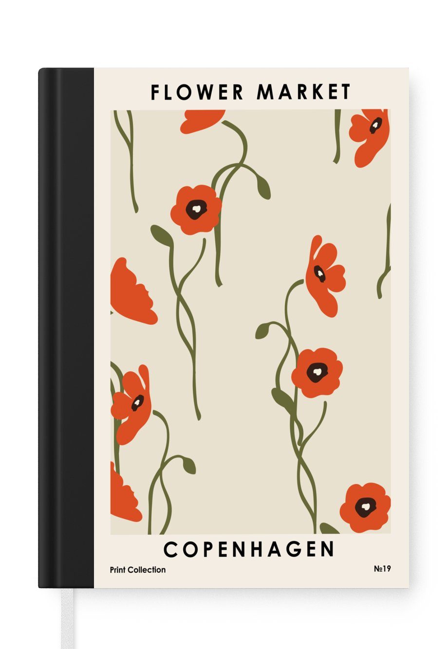 MuchoWow Notizbuch Blumen - Kopenhagen - Rot - Pastell, Journal, Merkzettel, Tagebuch, Notizheft, A5, 98 Seiten, Haushaltsbuch